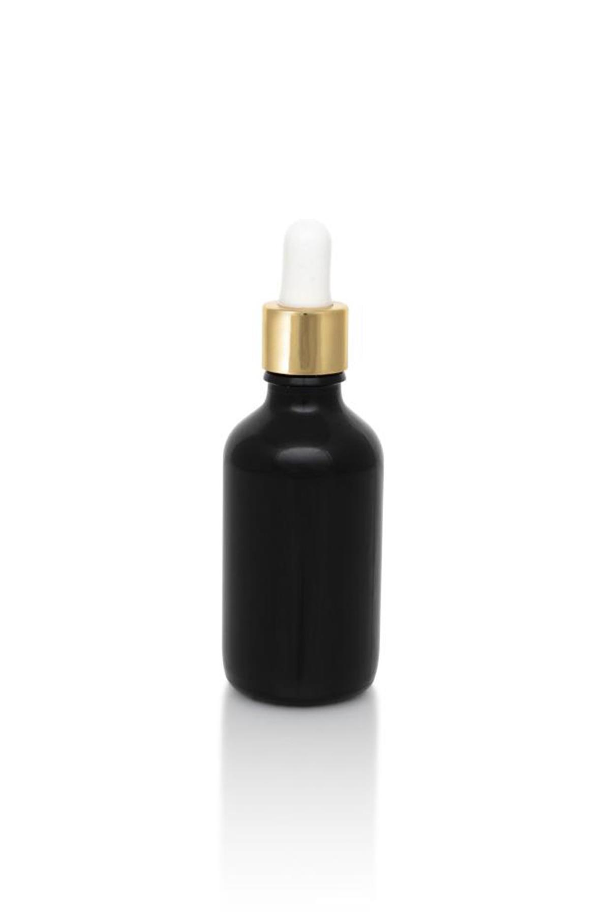 Gold Kapaklı Damlalıklı Cam Şişe Siyah - 50ml