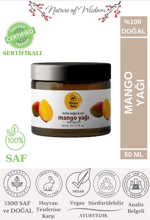 Hikona Heka Katı Mango Yağı Soğuk Sıkım %100 Saf Ve Doğal Vegan Kavanoz 50 ml