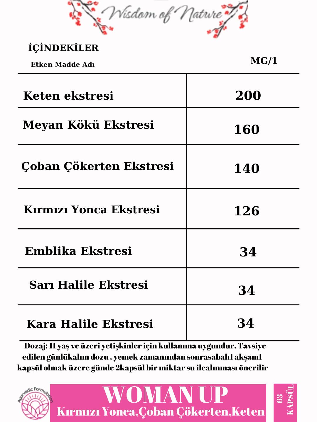 Hikona Heka WOMAN UP ( Kırmızı Yonca, Çoban Çökerten, Keten ) Gıda Takviyesi Bitkisel Tablet