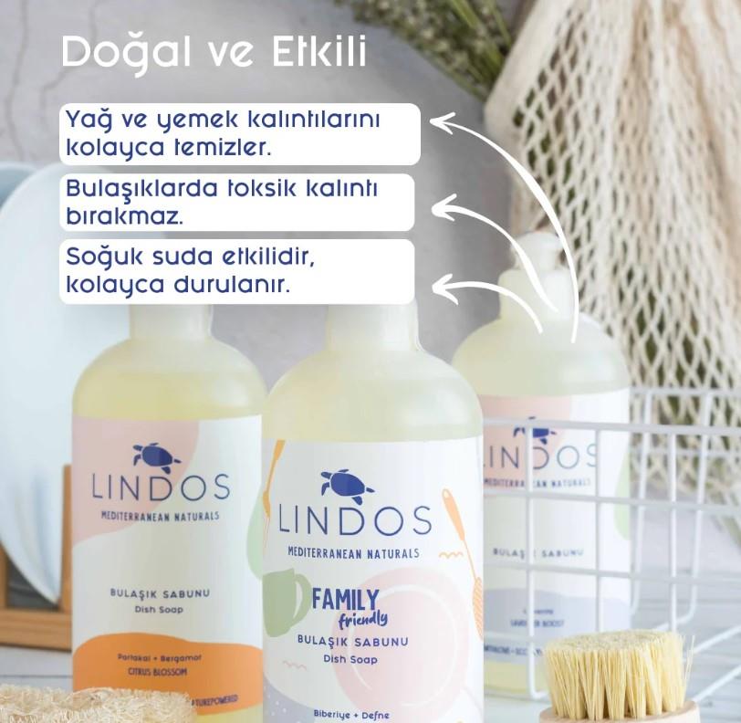 Lindos Doğal Elde Bulaşık Deterjanı Bitkisel Sabun -Portakal & Bergamot 5 lt