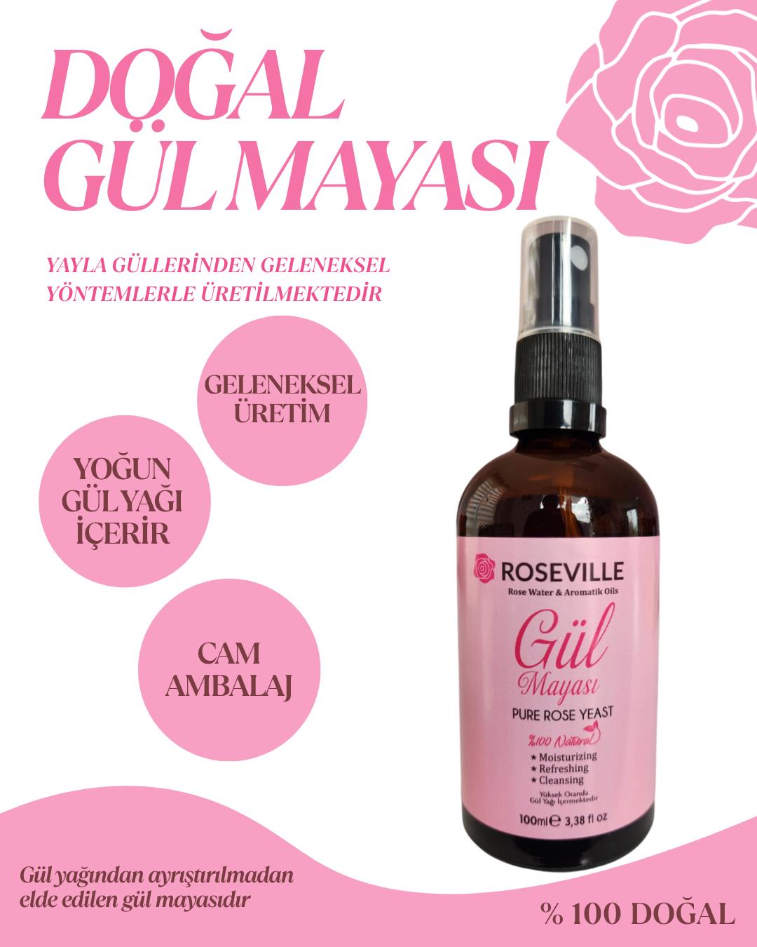 Roseville Gül Mayası Aydınlatıcı ve Gözenek Sıkılaştırıcı Tonik 100 ml Sprey Başlık