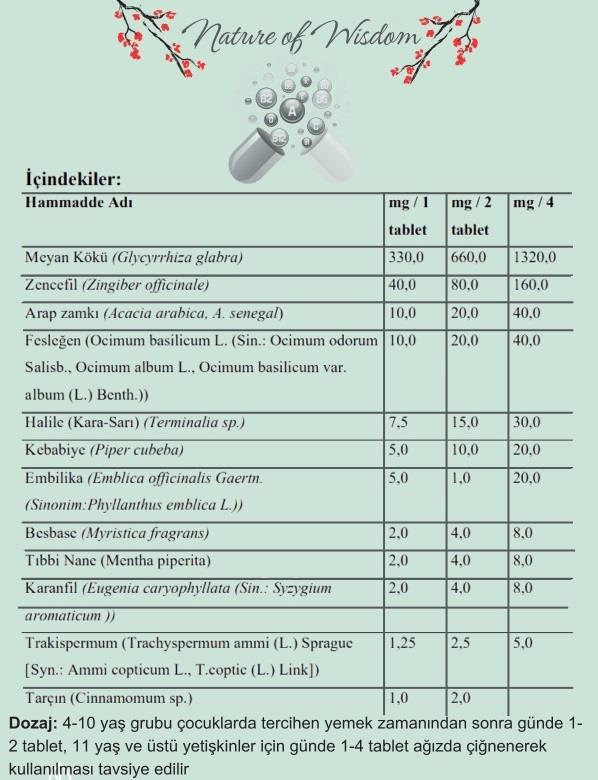 YOGİ KANTHİKA Meyan Kökü,Fesleğen,Karanfil İçeren Takviye Edici Gıda 63 Bitkisel Tablet