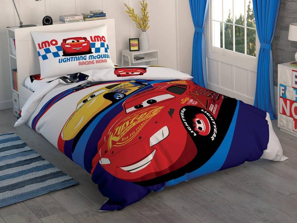 Taç Lisanslı Disney Cars Race Tek Kişilik Nevresim Takımı