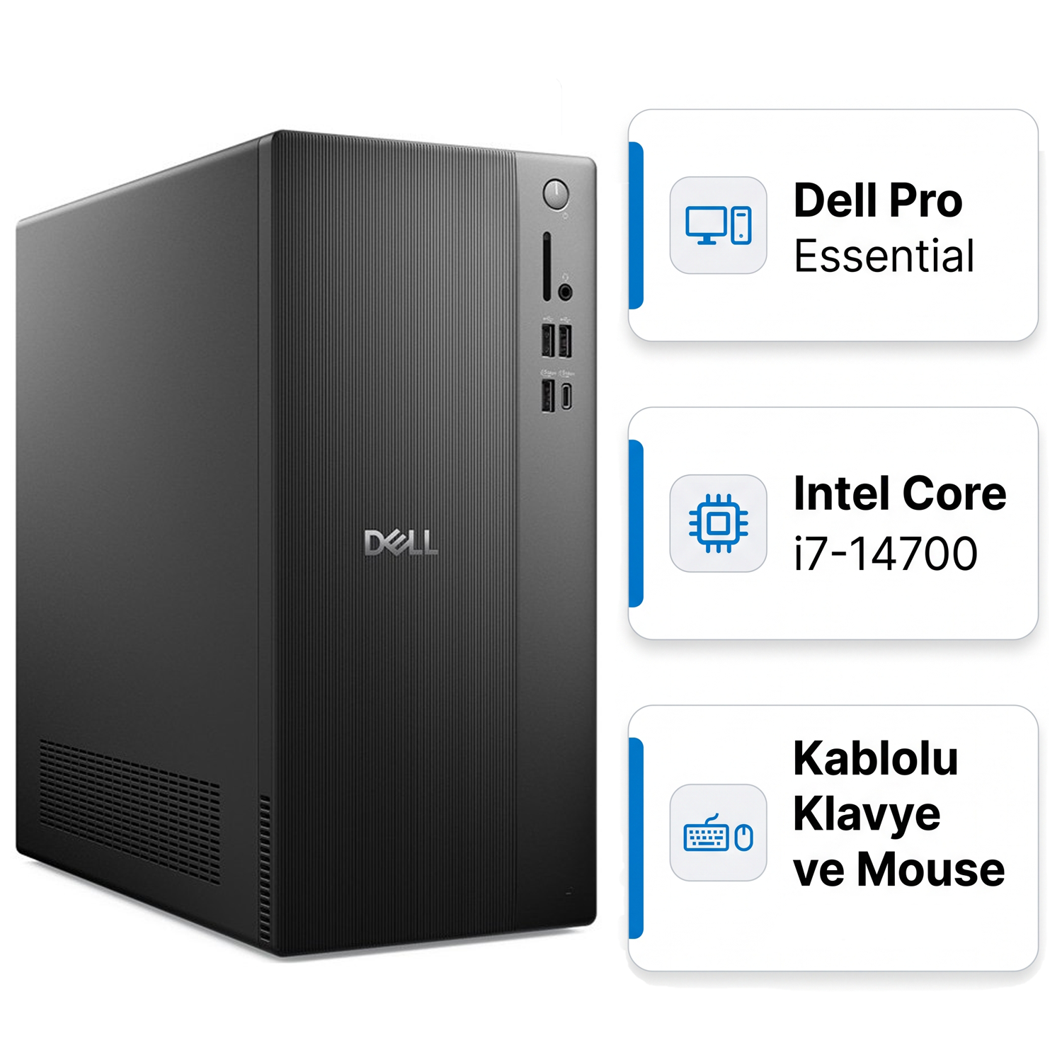 Dell Pro Tower Essential Kapak Görünümü