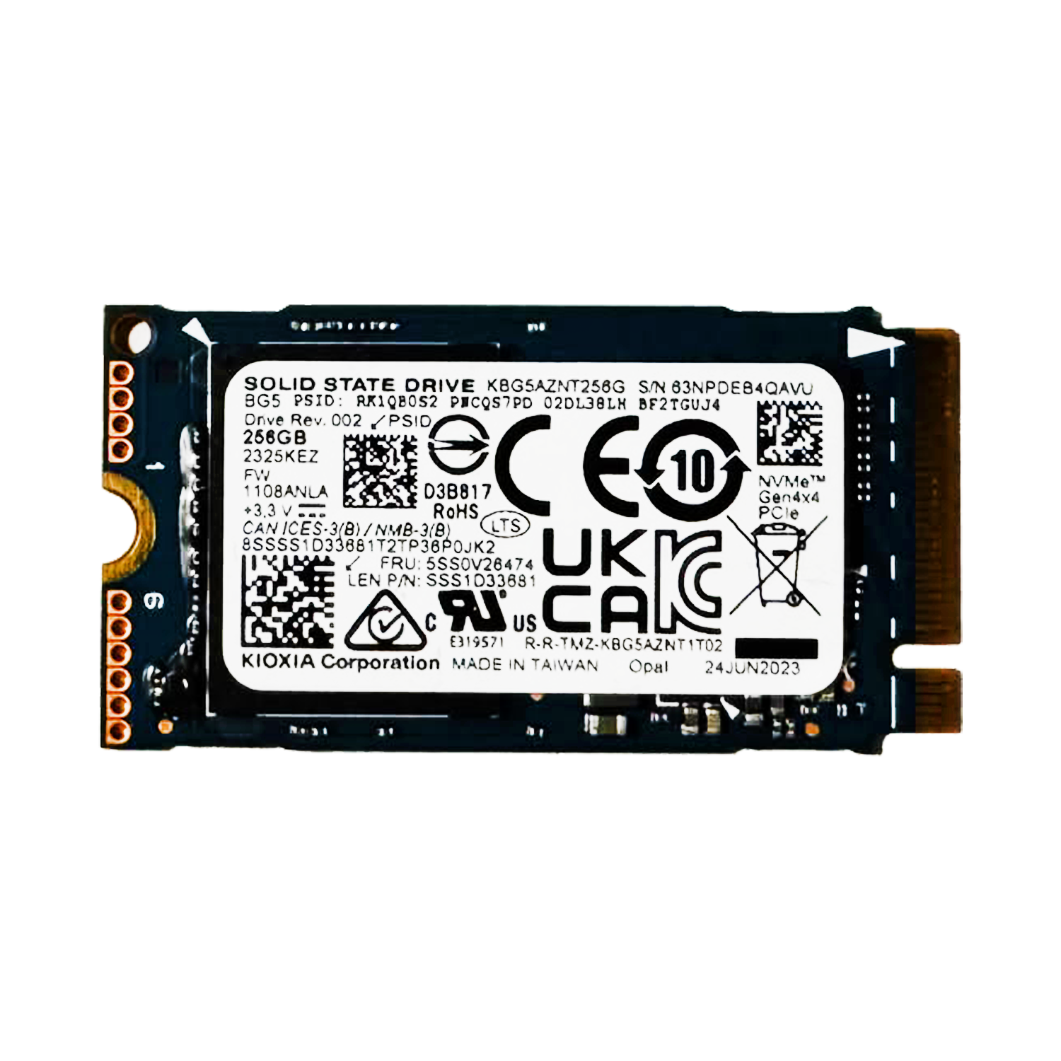Kioxia KBG5AZNT256G 256 GB M.2 NVMe SSD Hero