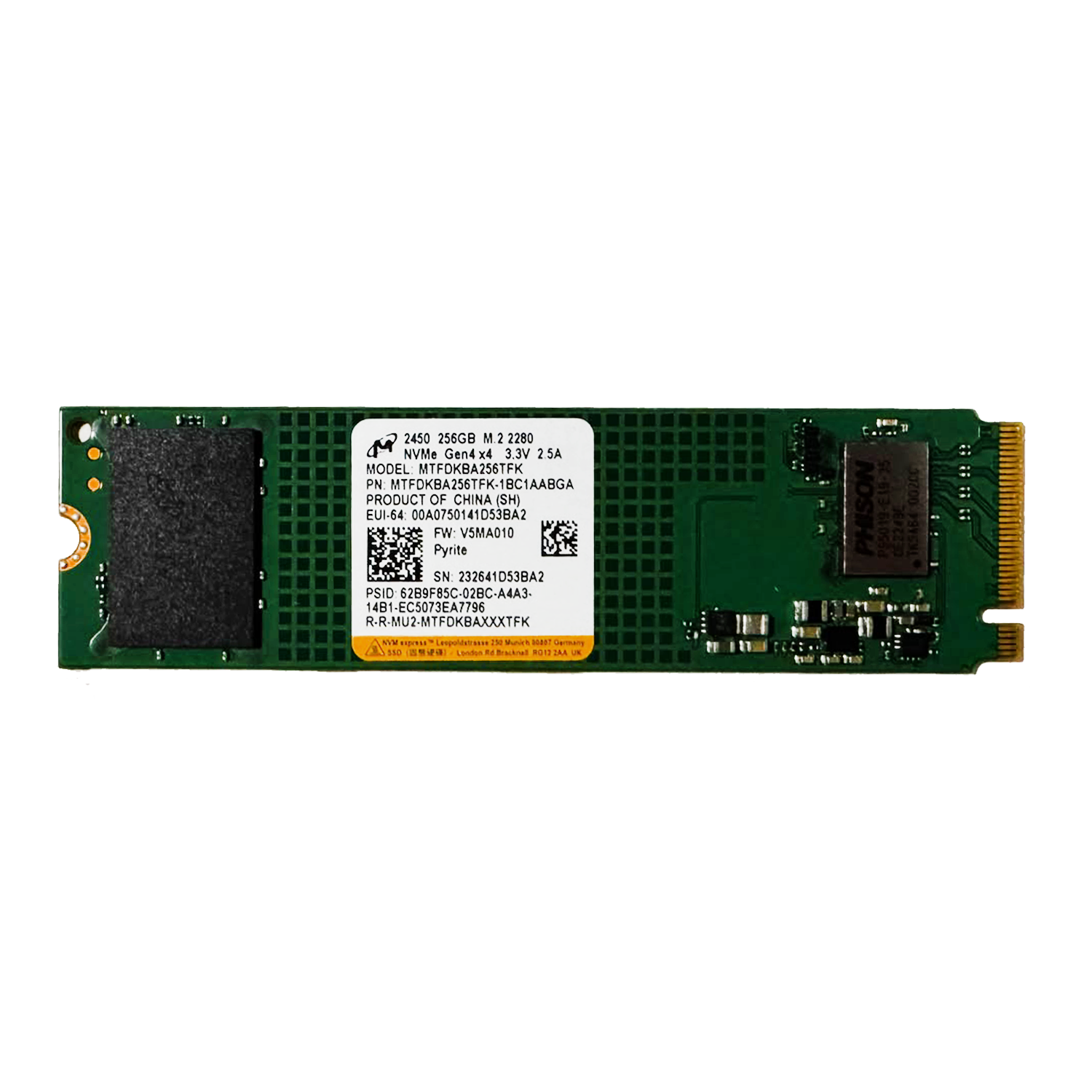 Micron MTFDKBA256TFK 256 GB M.2 NVMe SSD Hero