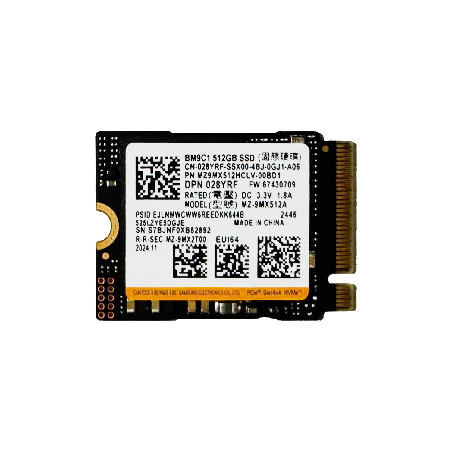 Samsung BM9C1 512 GB M.2 NVMe SSD Hero