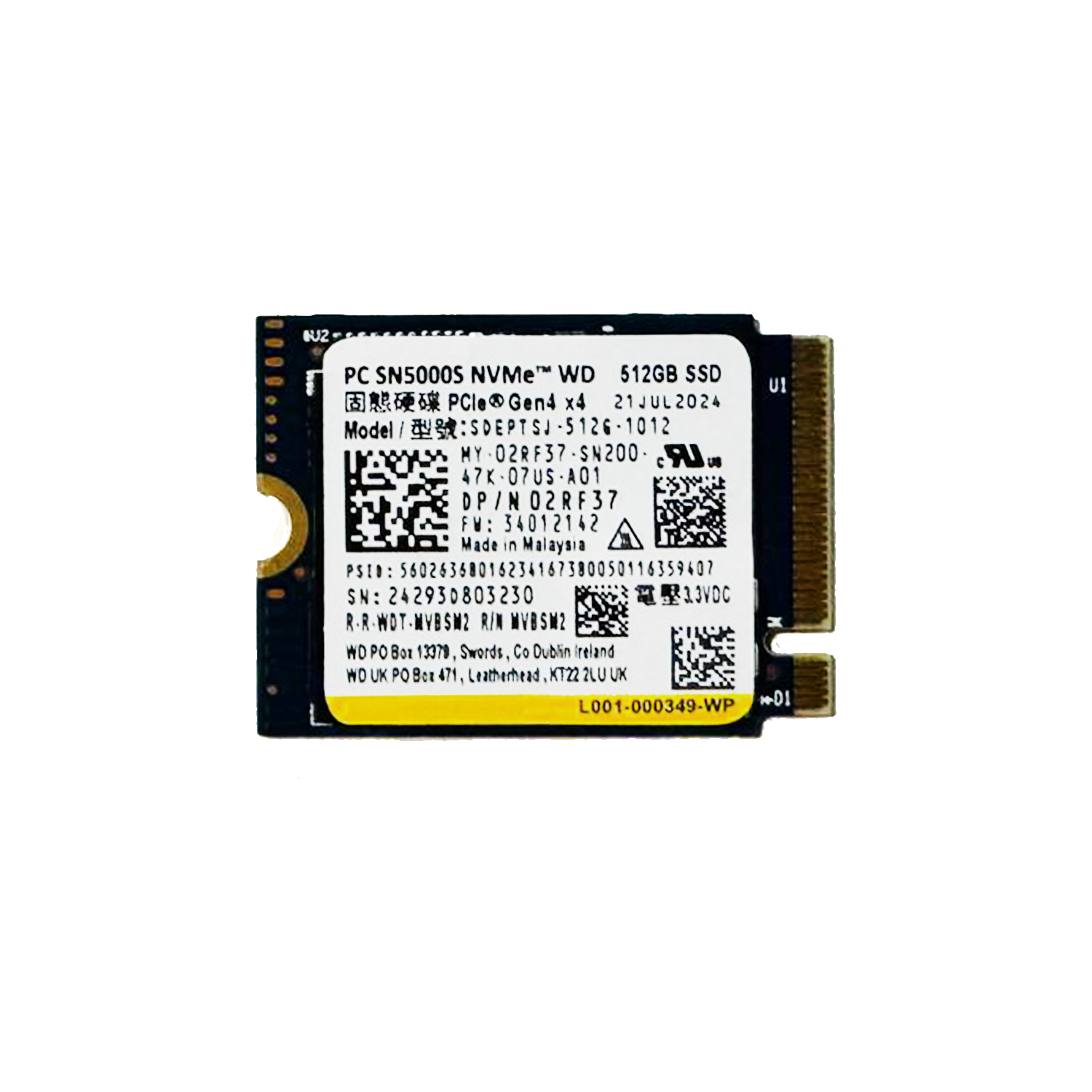 WD SN5000S 512 GB M.2 NVMe SSD Hero
