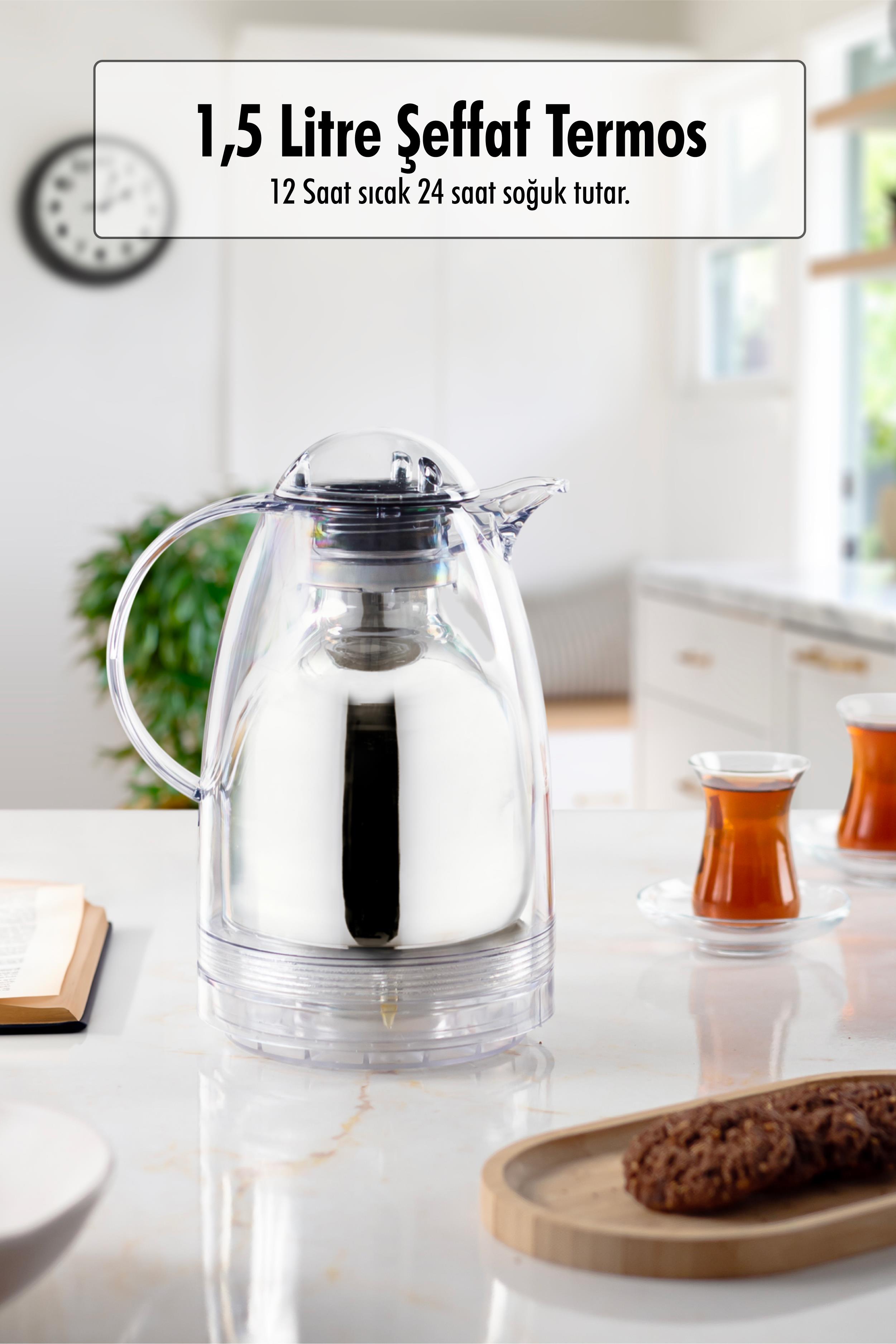1.5 cm LT Heat Insulated Tea And Cold Water Thermo Clear (12 Hours Hot Price & In Glass)