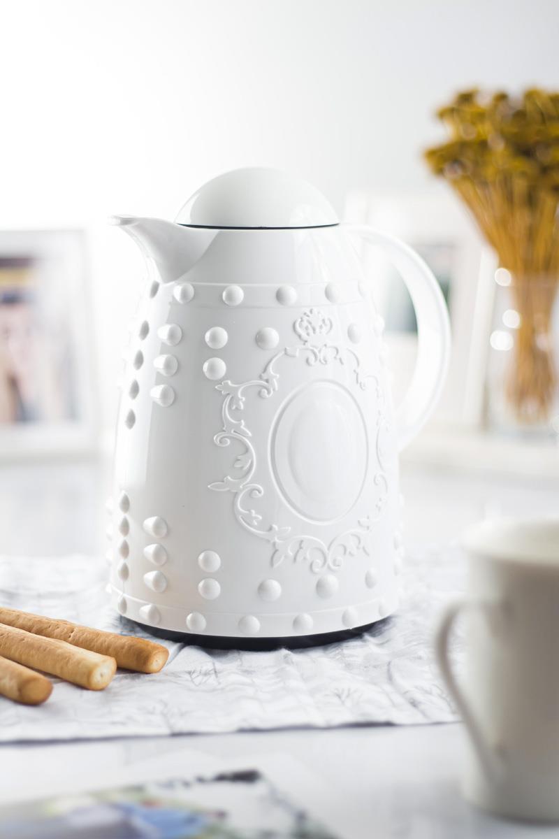 1 LT Heat Insulated Tea And Cold Water Thermo White (12 Hours Hot Price & In Glass)