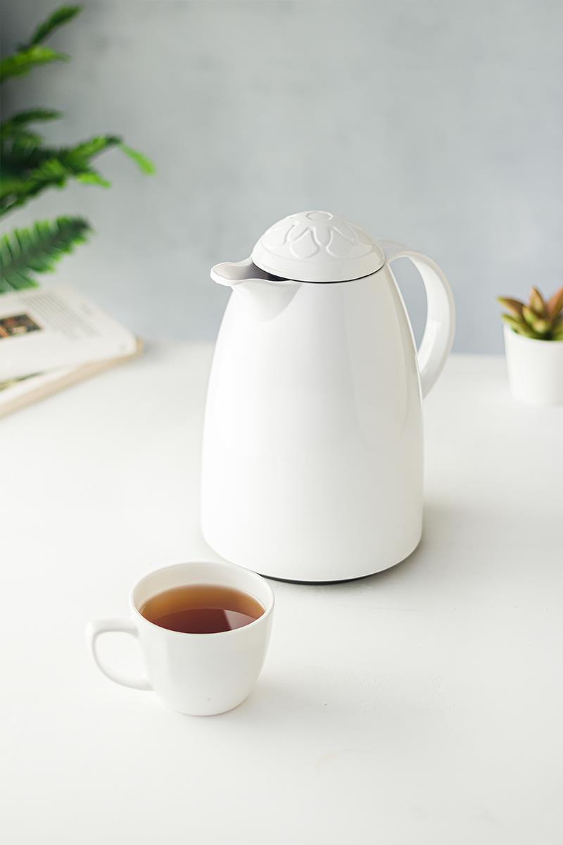 1 LT Heat Insulated Tea And Cold Water Thermo Soft White (12 Hours Hot Price & In Glass)