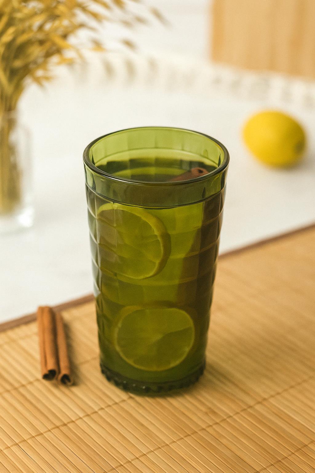 Allegra Dark Green 6 Cup Set 750 ml Acrylic Material - Glass Not Break Resistant