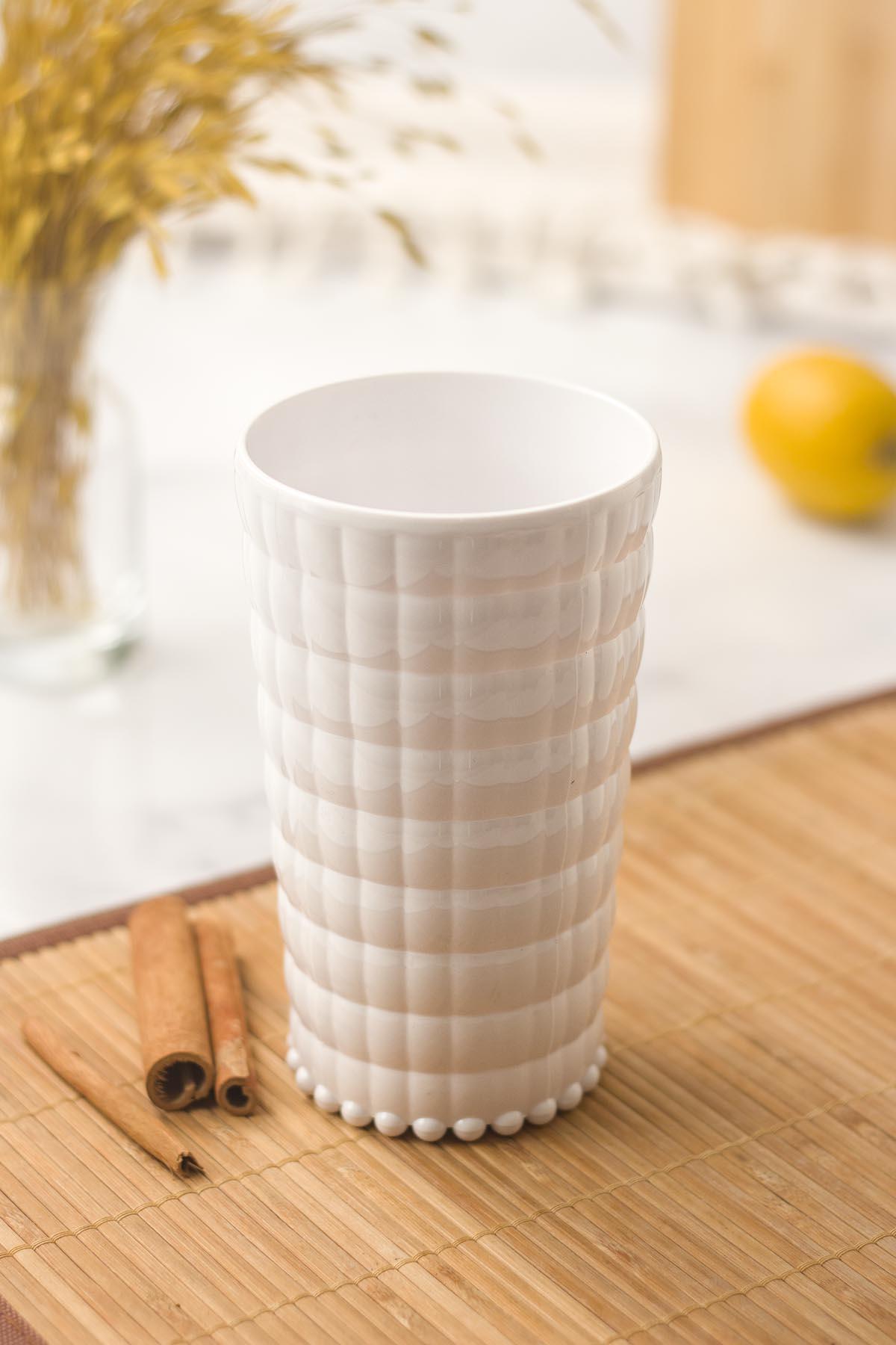 Allegra White 6 Cup Set 750 ml Acrylic Material - Glass Not Fracture Resistant