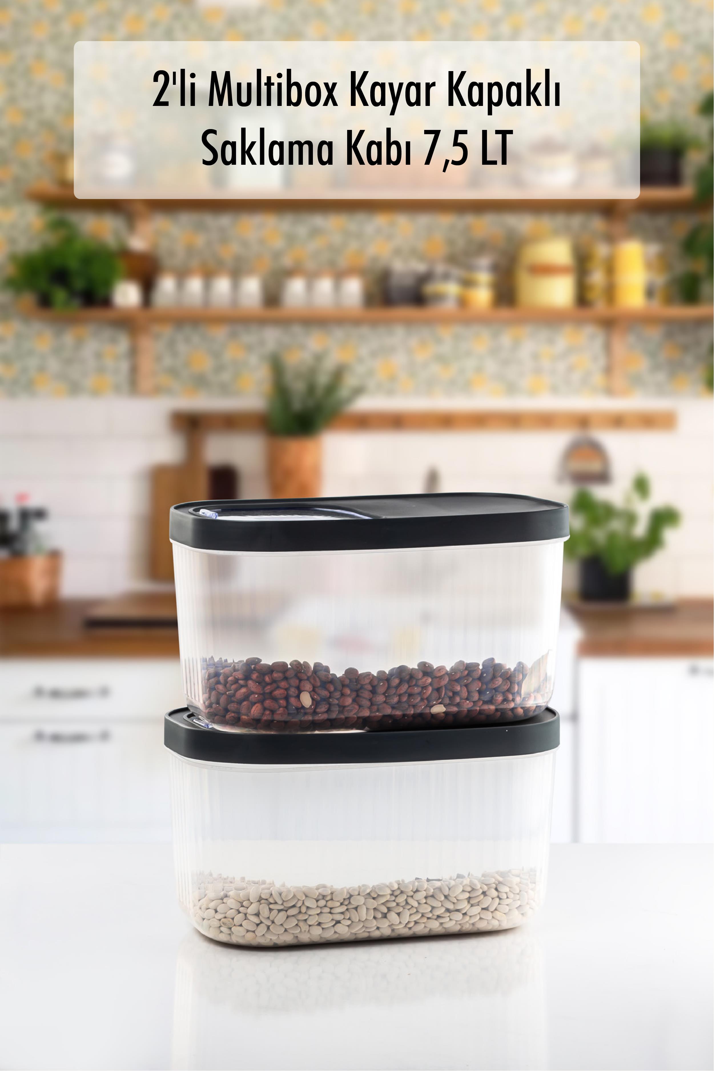 2'Li 7.5 LT Multibox Rocky Lid Storage Container & Erzak Container & Powder And Tablet Detergent Box