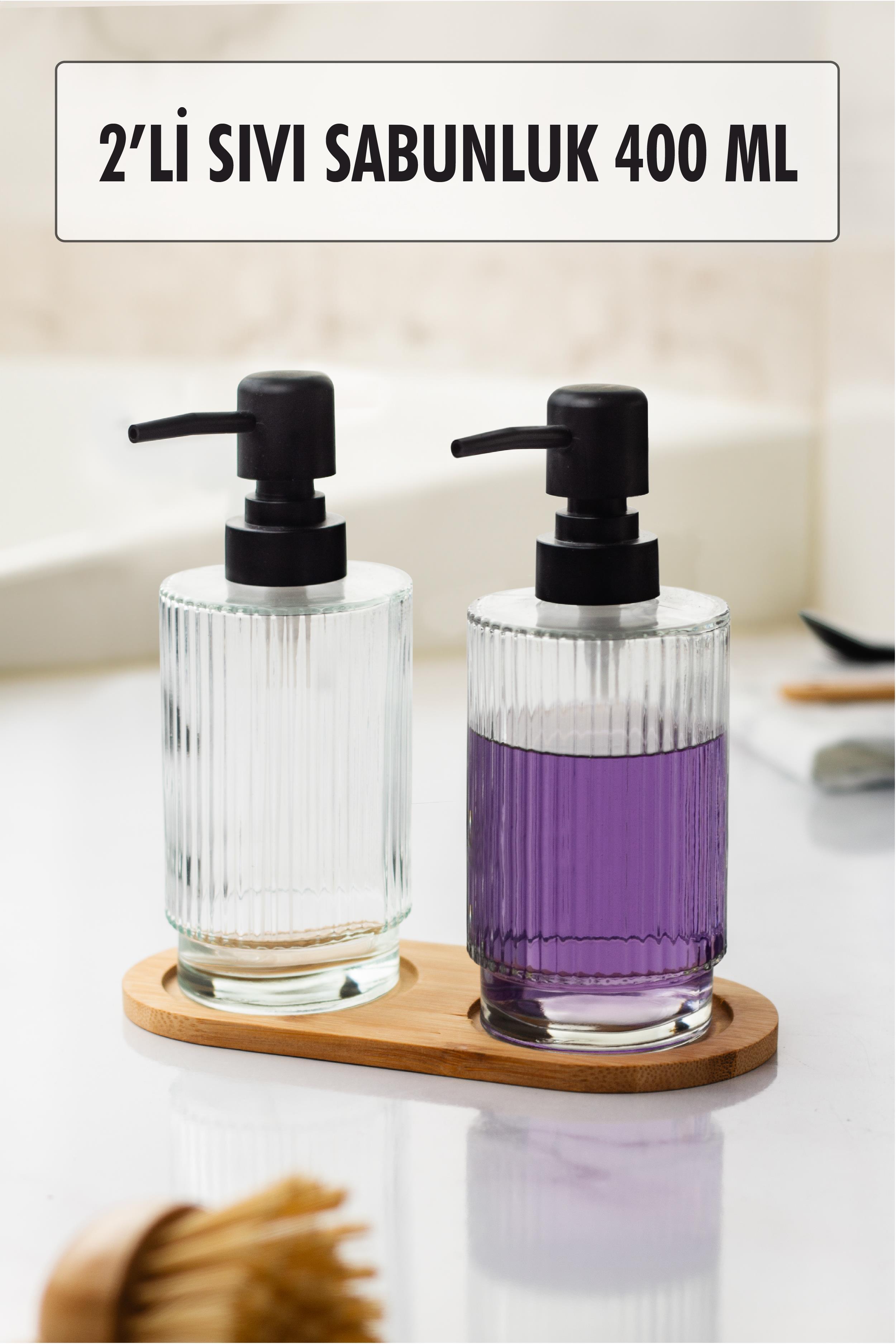 2 Li Bamboo Bottom Liquid Soap Set