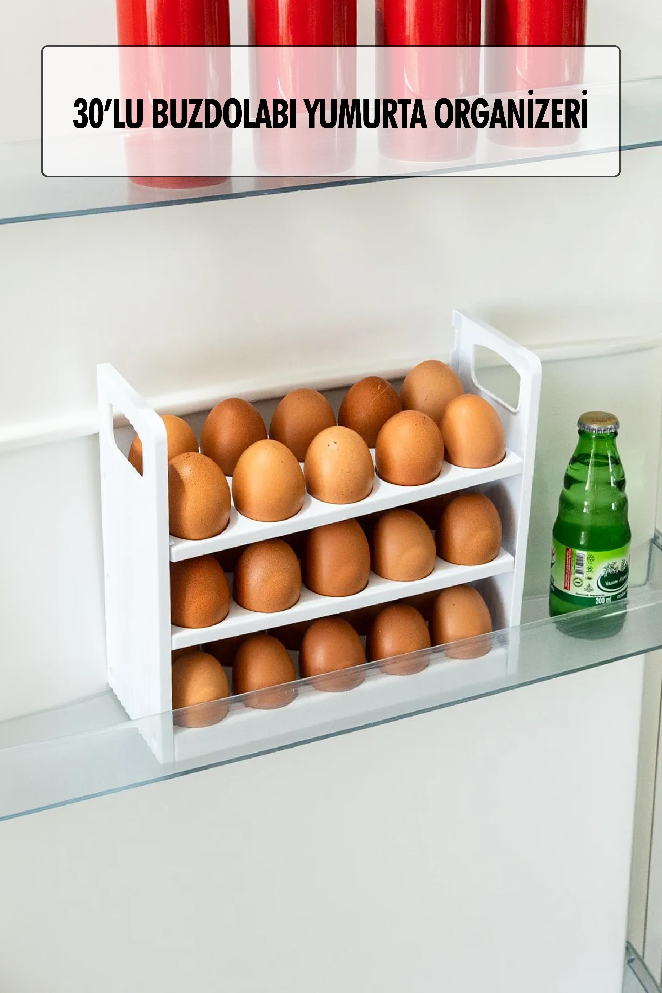 3 Tier Egg Refrigerator Organizer With 30 Can Fit To Refrigerator Shelf