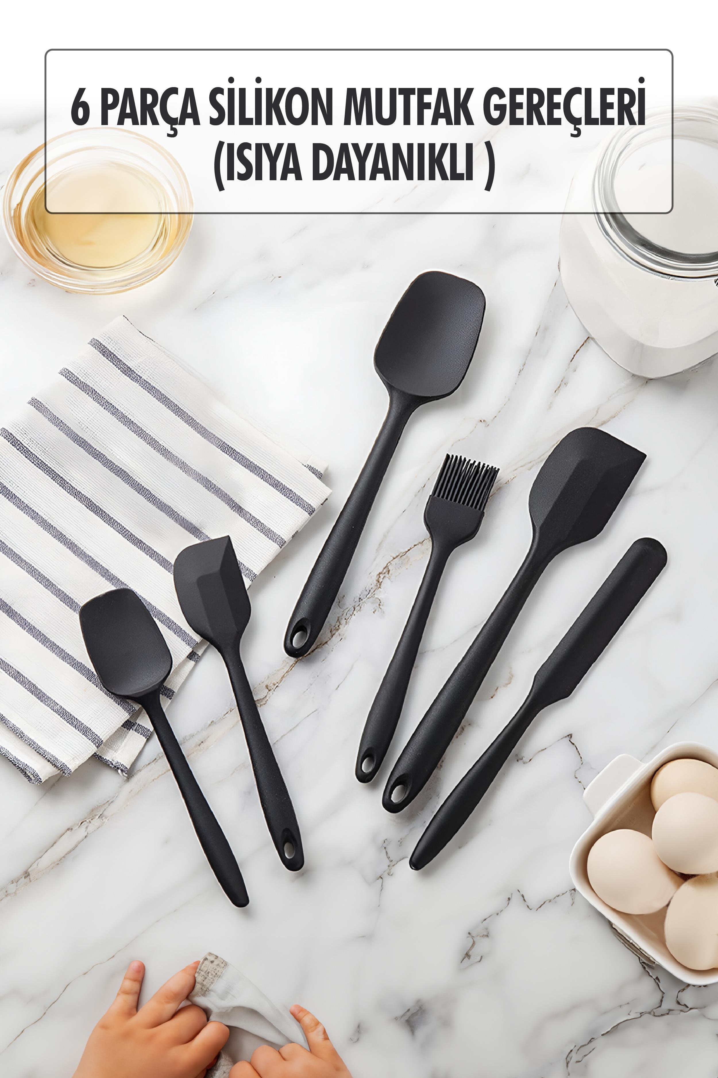 6 Black Heat Resistant Non-Stick Silicone Kitchen Set