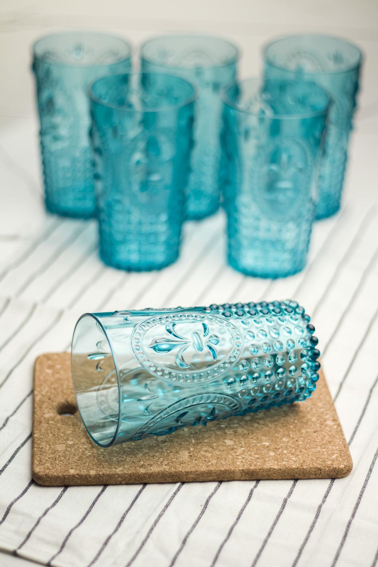 Acrylic Aquamarin 6 Long Cup & Water Flower Cup 750 ml (not Large Size & Glass )