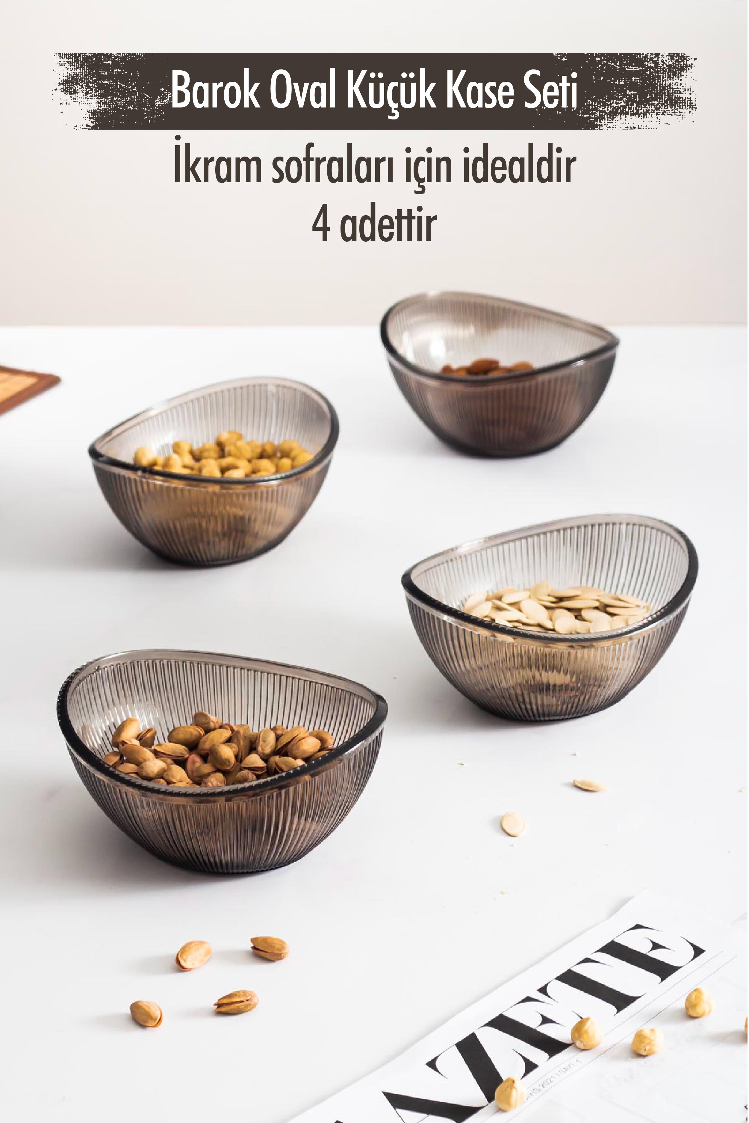 Acrylic Baroque Füme Oval 4 Small Bowl Set & Cookie & Presentation & Catering (not Glass)