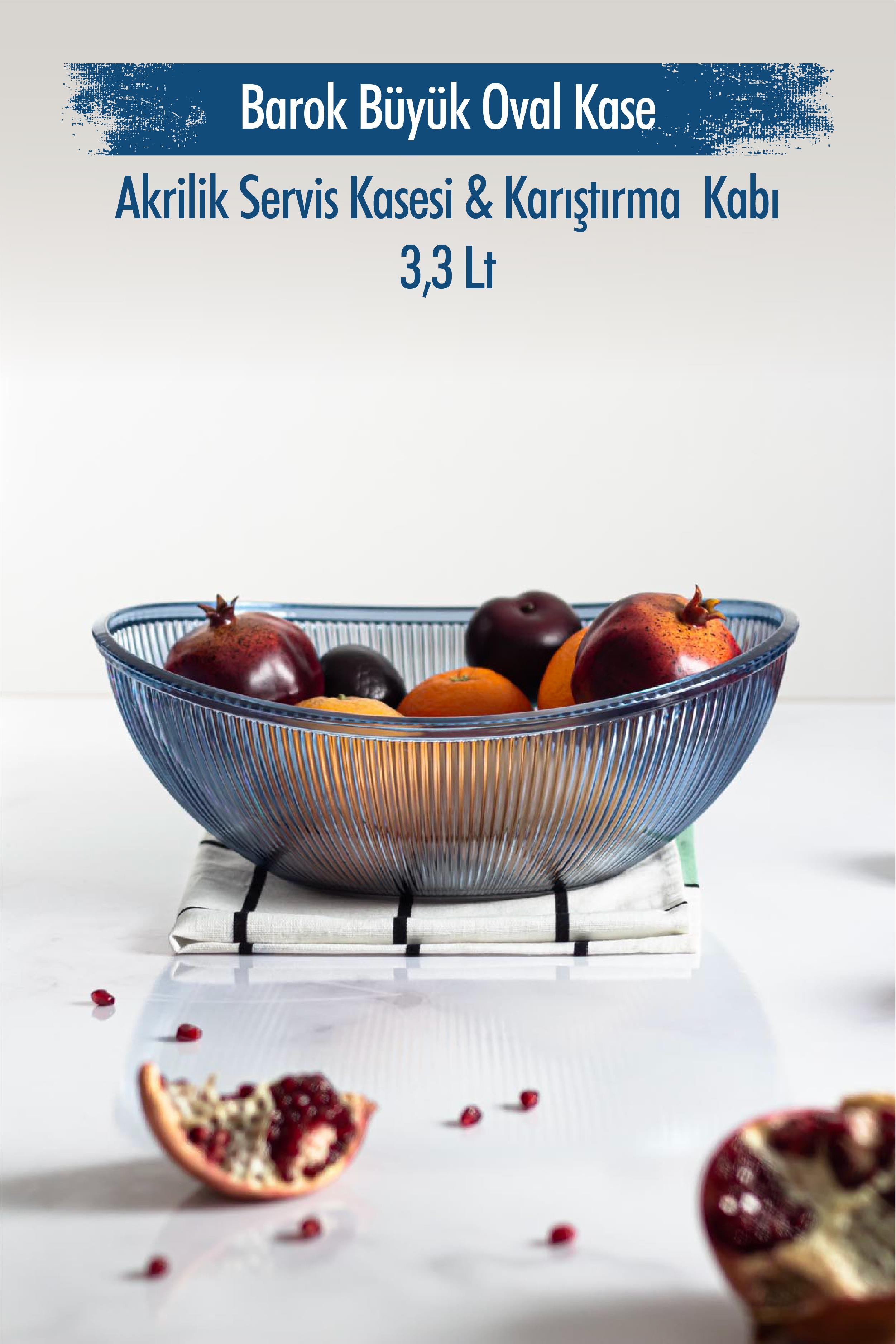 Acrylic Baroque Navy Large Oval Fruit & Salad Bowl & Mixing Coat / 3,3 Lt (NOW CAM)