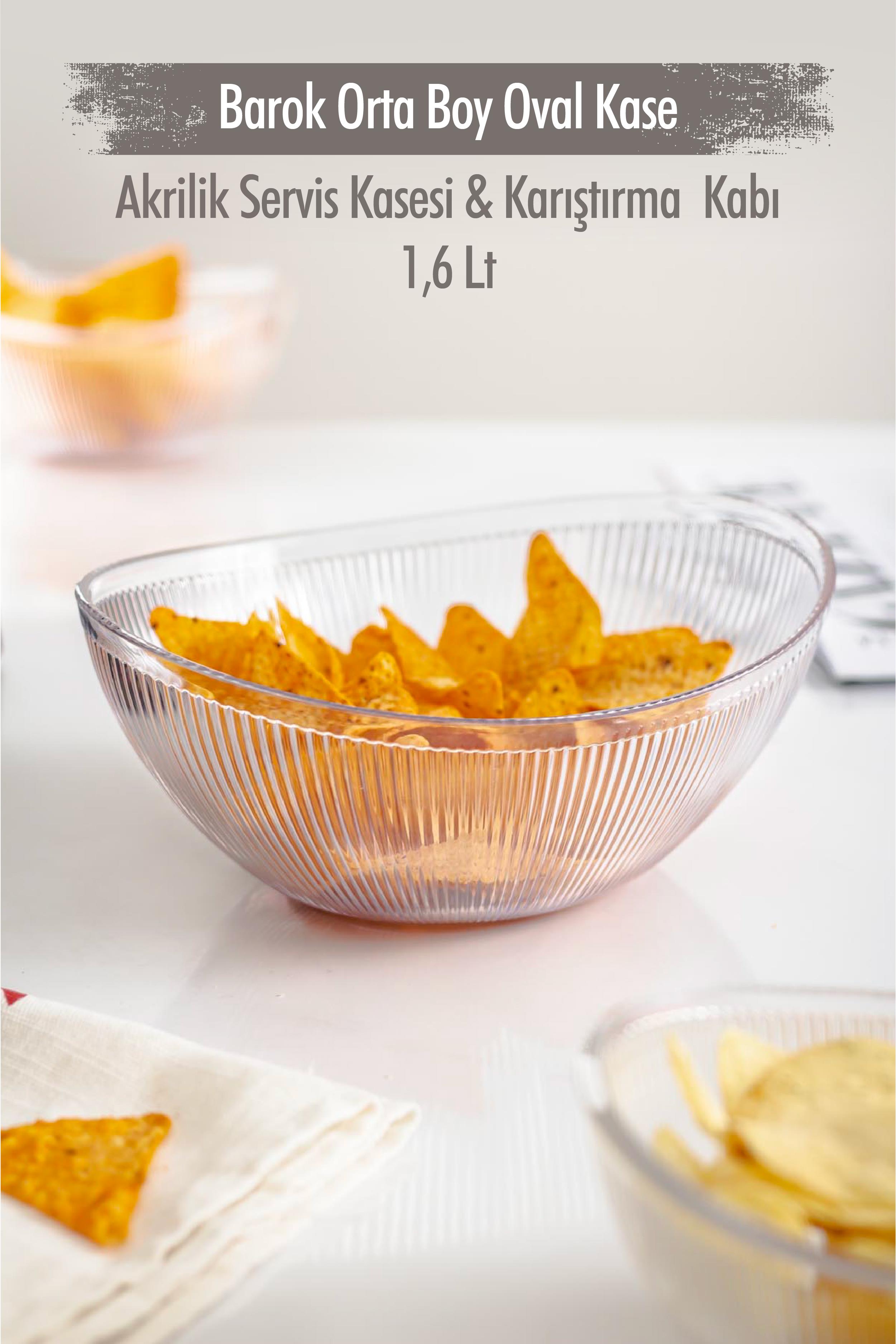 Acrylic Baroque Transparent Medium Size Oval Fruit & Salad Bowl & Mixing Container / 1.6 Lt ( NOT CAM)