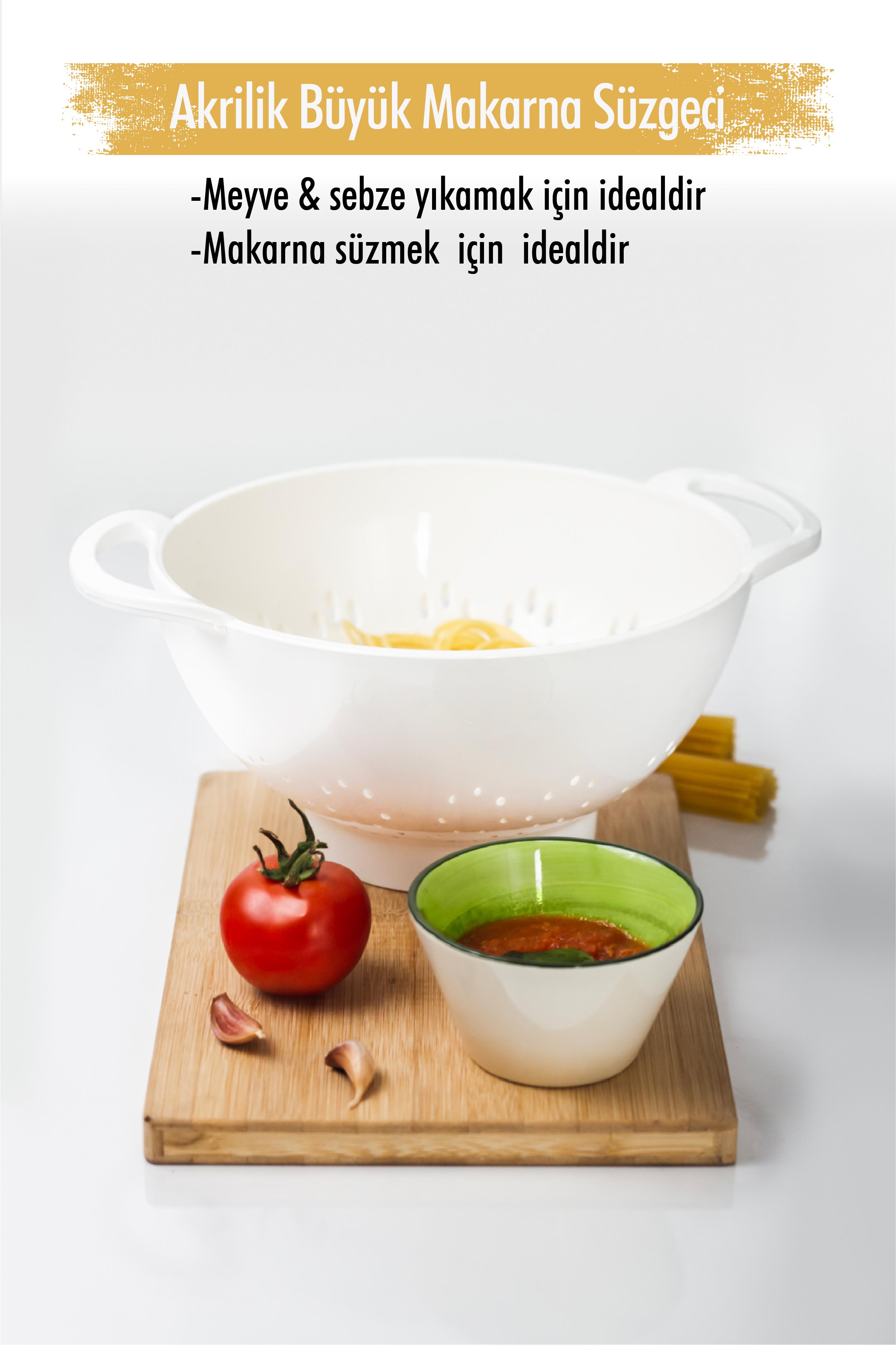 Acrylic White Pasta Strainer & Vegetable Fruit Strainer