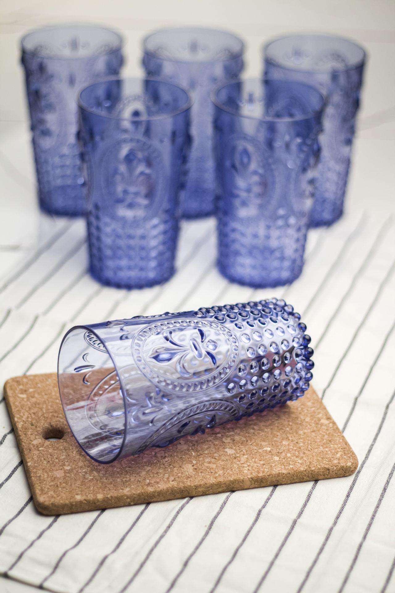 Acrylic Blue 6 Long Cup & Water Flower Cup 750 ml (not Large Size & Glass )