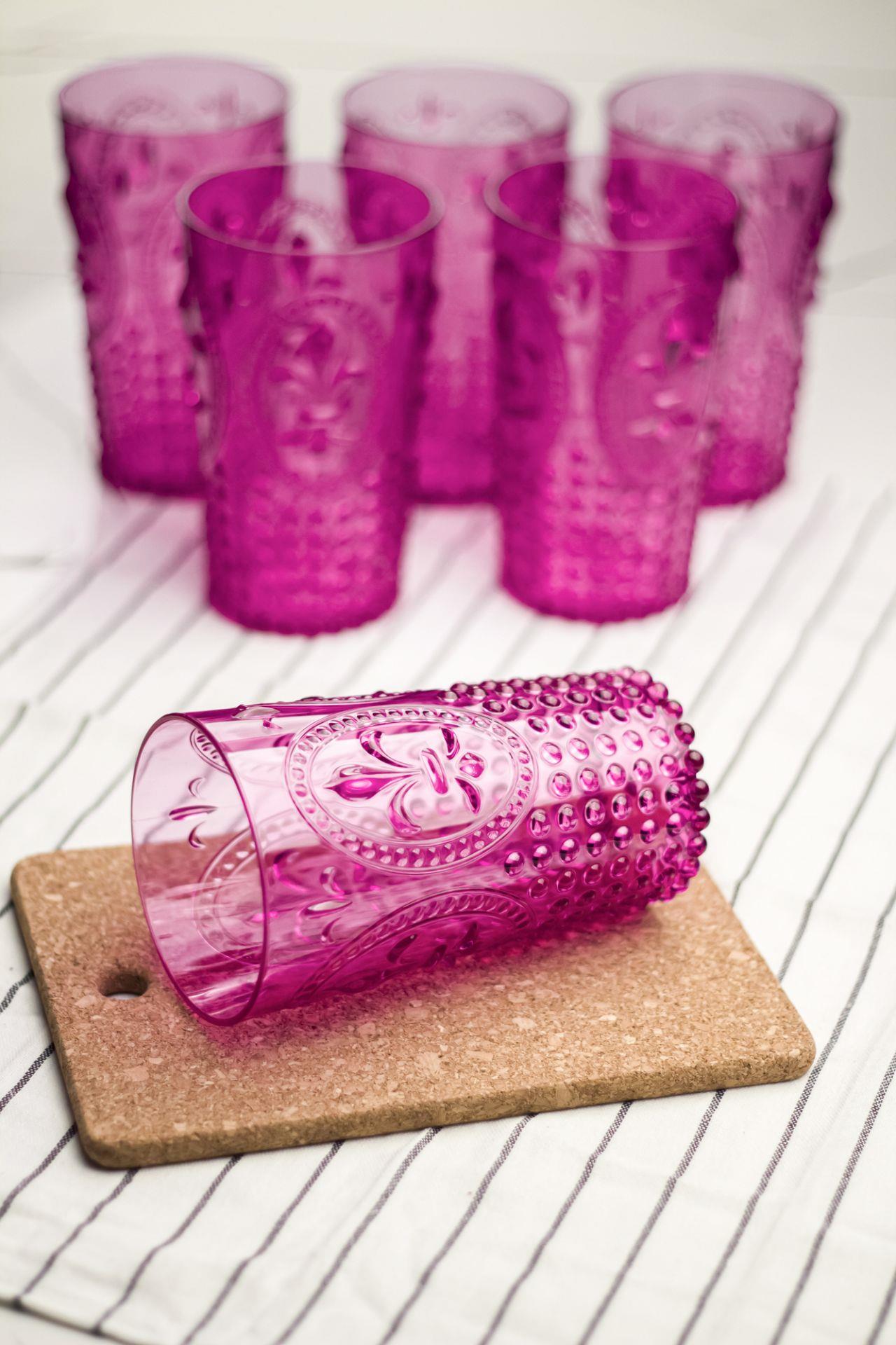 Acrylic Pink 6 Long Cup & Water Flower Cup 750 ml (not Large Size & Glass )