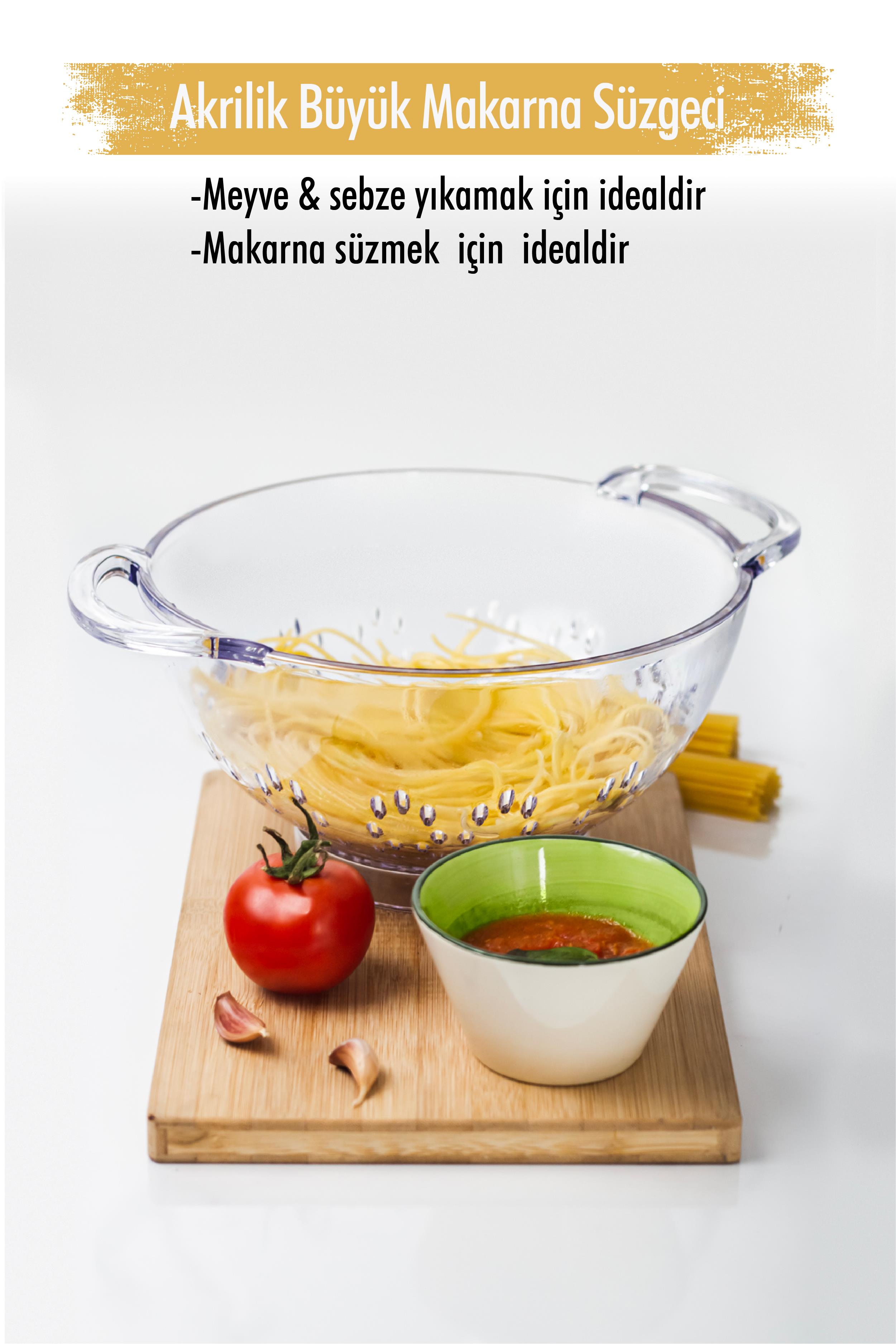 Acrylic Transparent Pasta Strainer & Vegetable Fruit Strainer