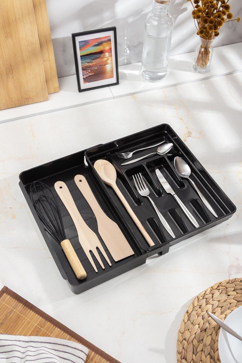 Acrylic Black Adjustable Drawer Spoon & Drawer Organizer (35*28*5 / 35*44*5)
