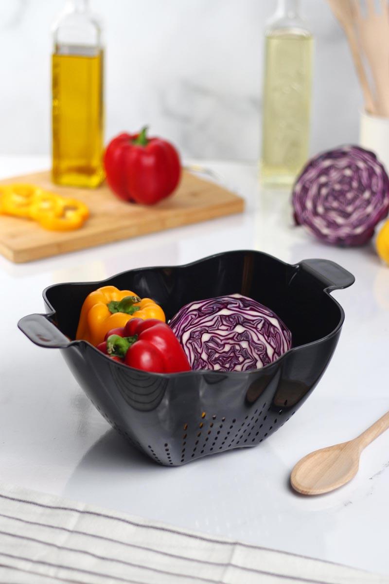 Acrylic Black Pasta Strainer & Vegetable Fruit Strainer