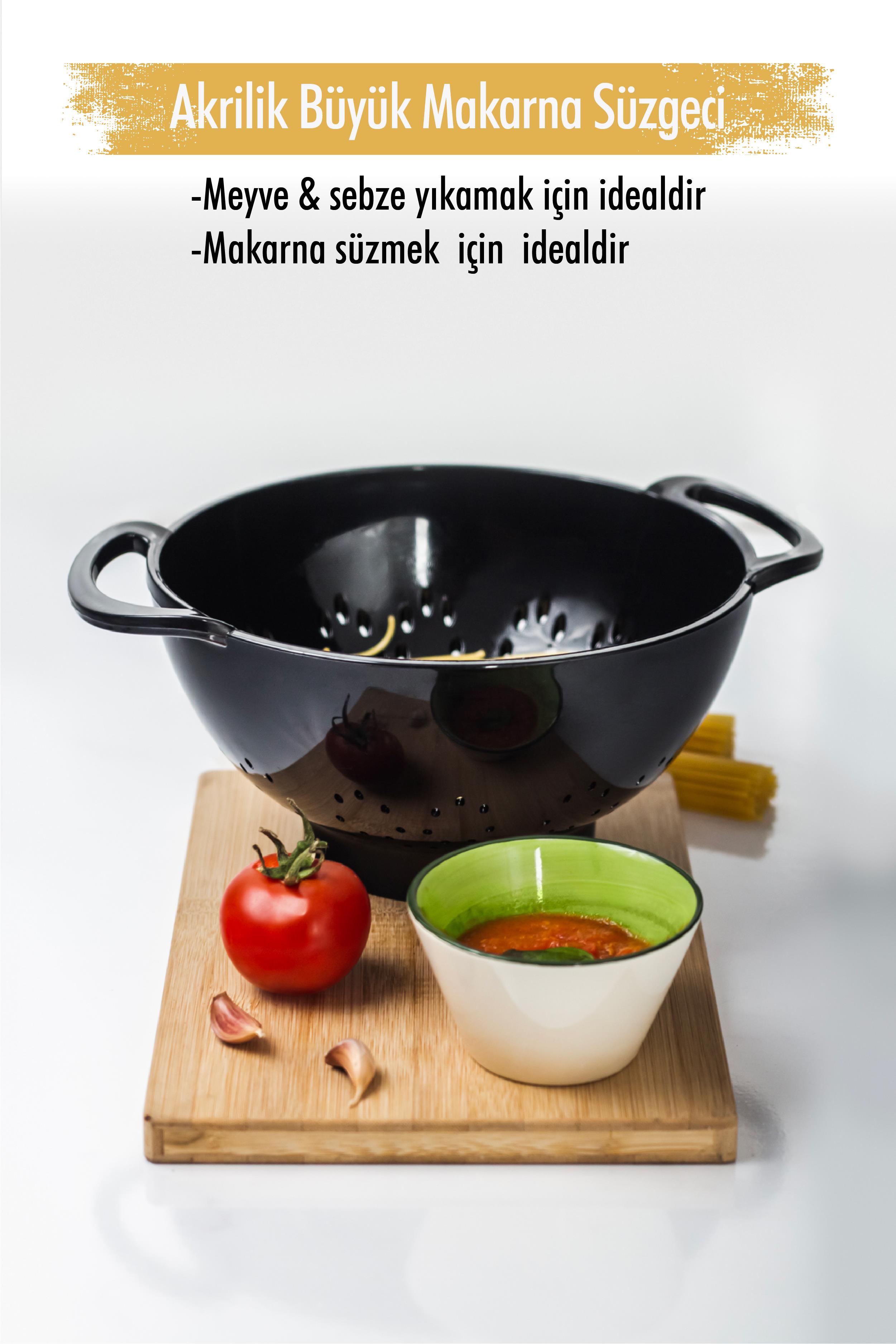 Acrylic Black Pasta Strainer & Vegetable Fruit Strainer