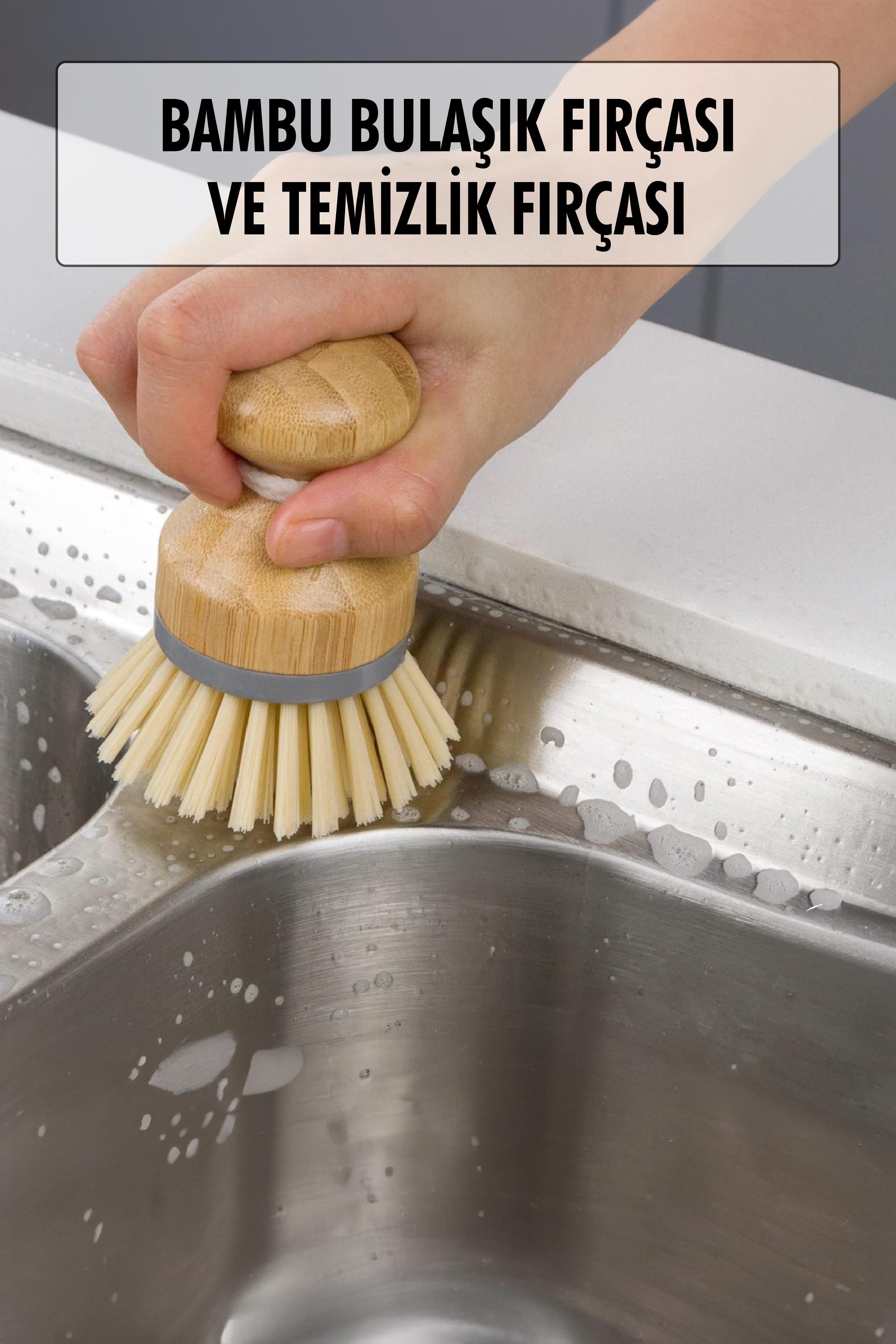 Bamboo Dish Cleaning Brush & Kitchen Bath Cleaning Brush 