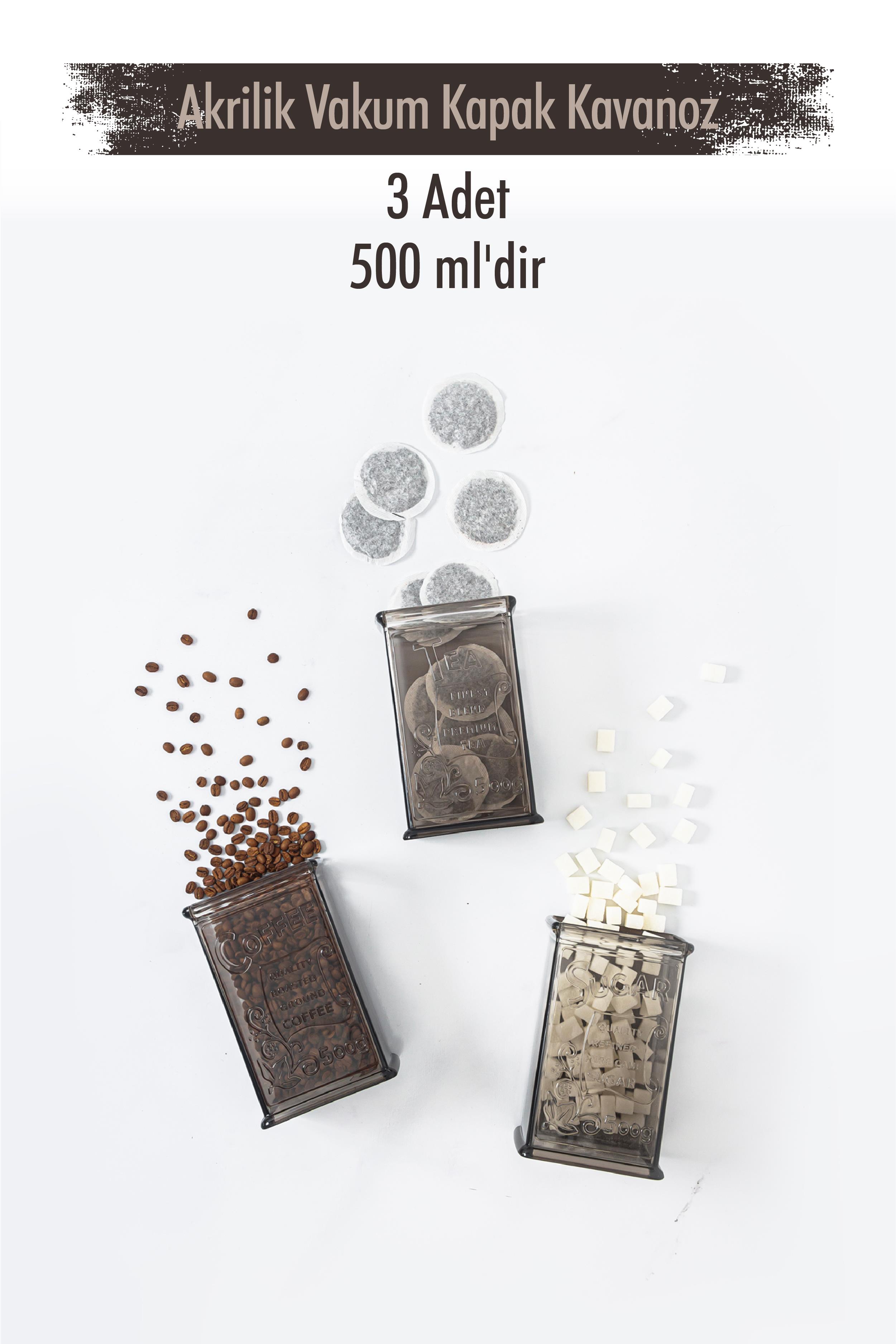 Acrylic Flame Candy Coffee Tea Jar 500 Ml (Vakum Cover )