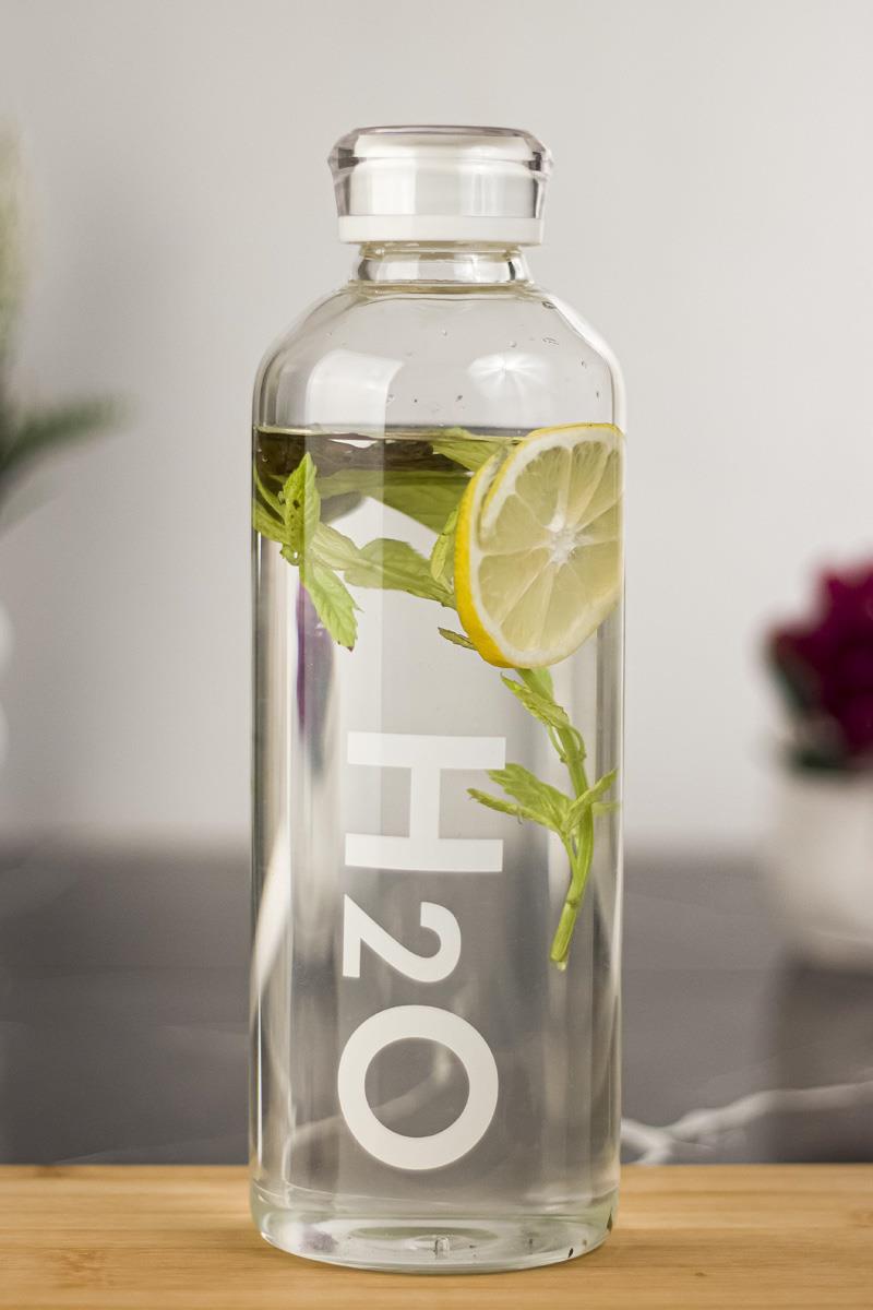 H2o Borosilicate Glass Matara Vacuum Cover Water Bottle With Spout White 1000 ML