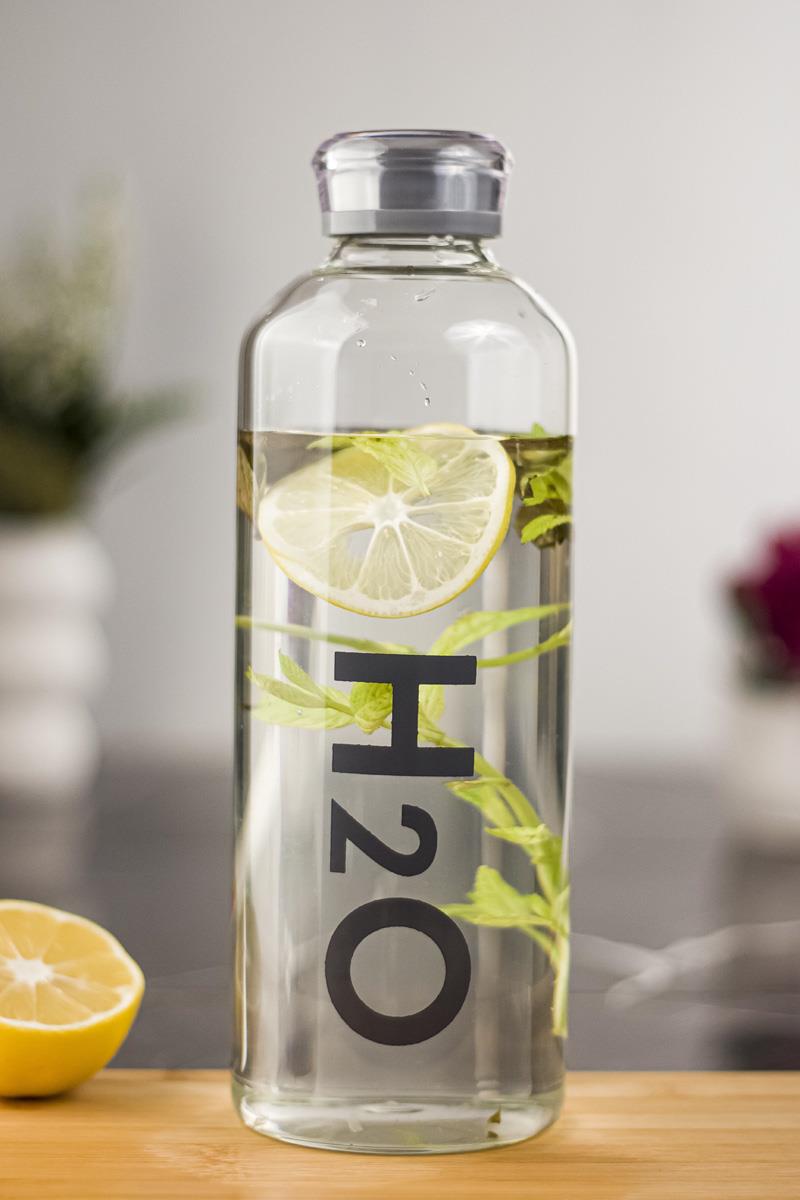 H2o Borosilicate Glass Matara Water Bottle With Vacuum Cover Grey 1000 ML