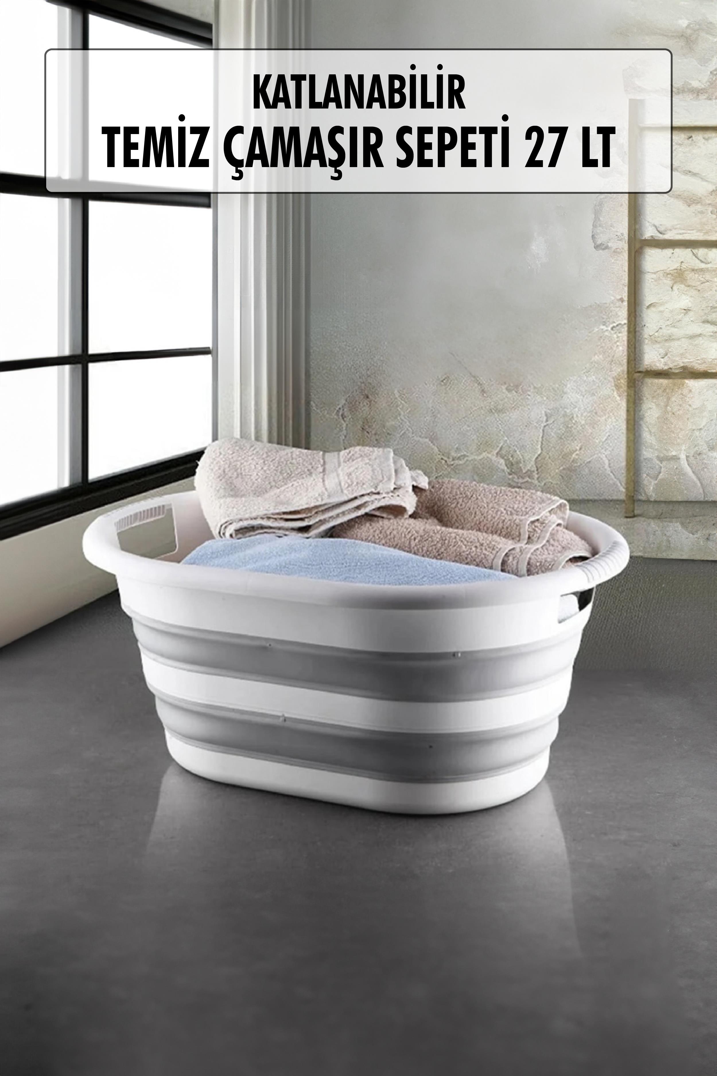 Foldable Silicone Laundry Basket & Accordion Folding Basket 27 Lt