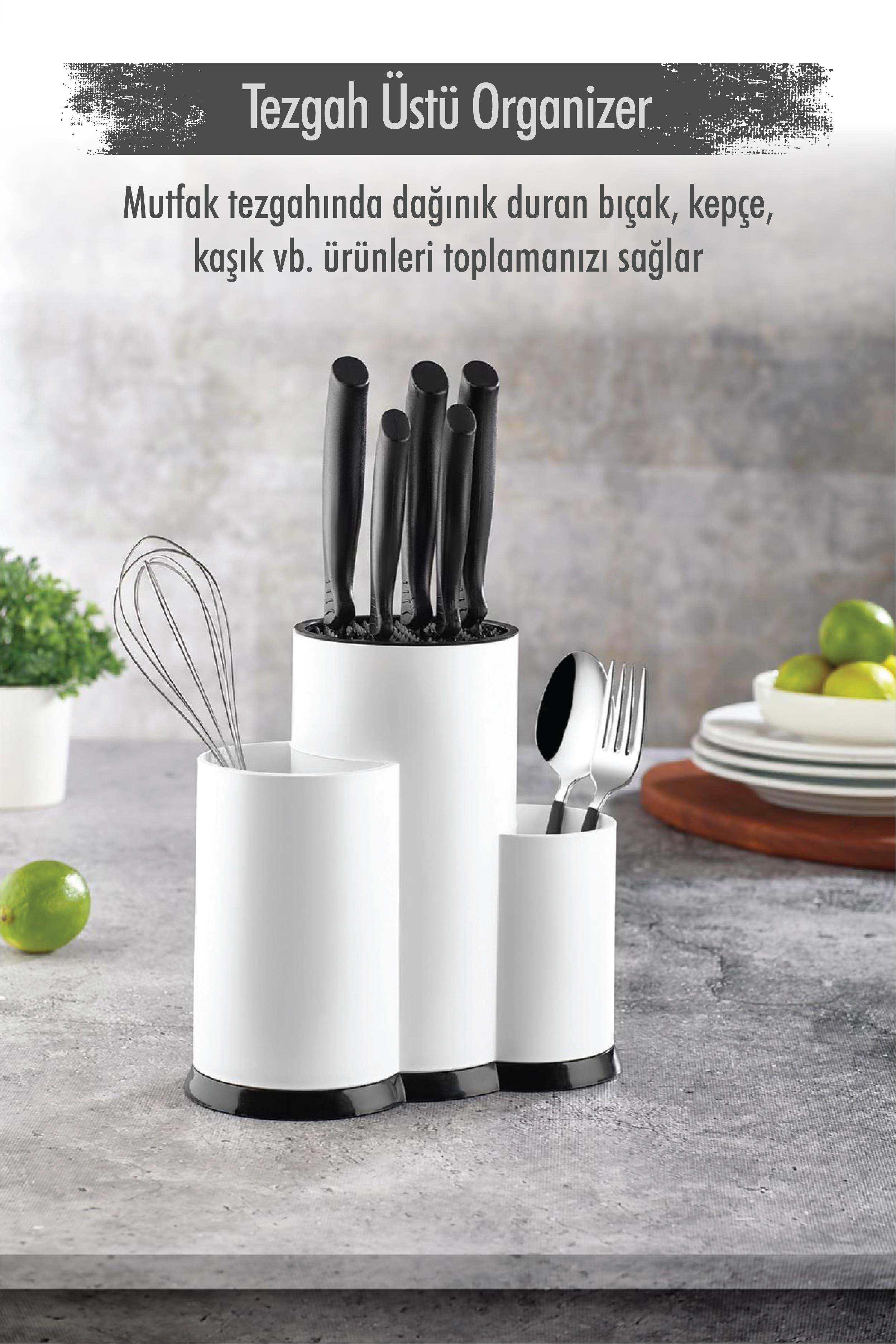 Countertop White Spoon & Knife & Scoop & Organizer