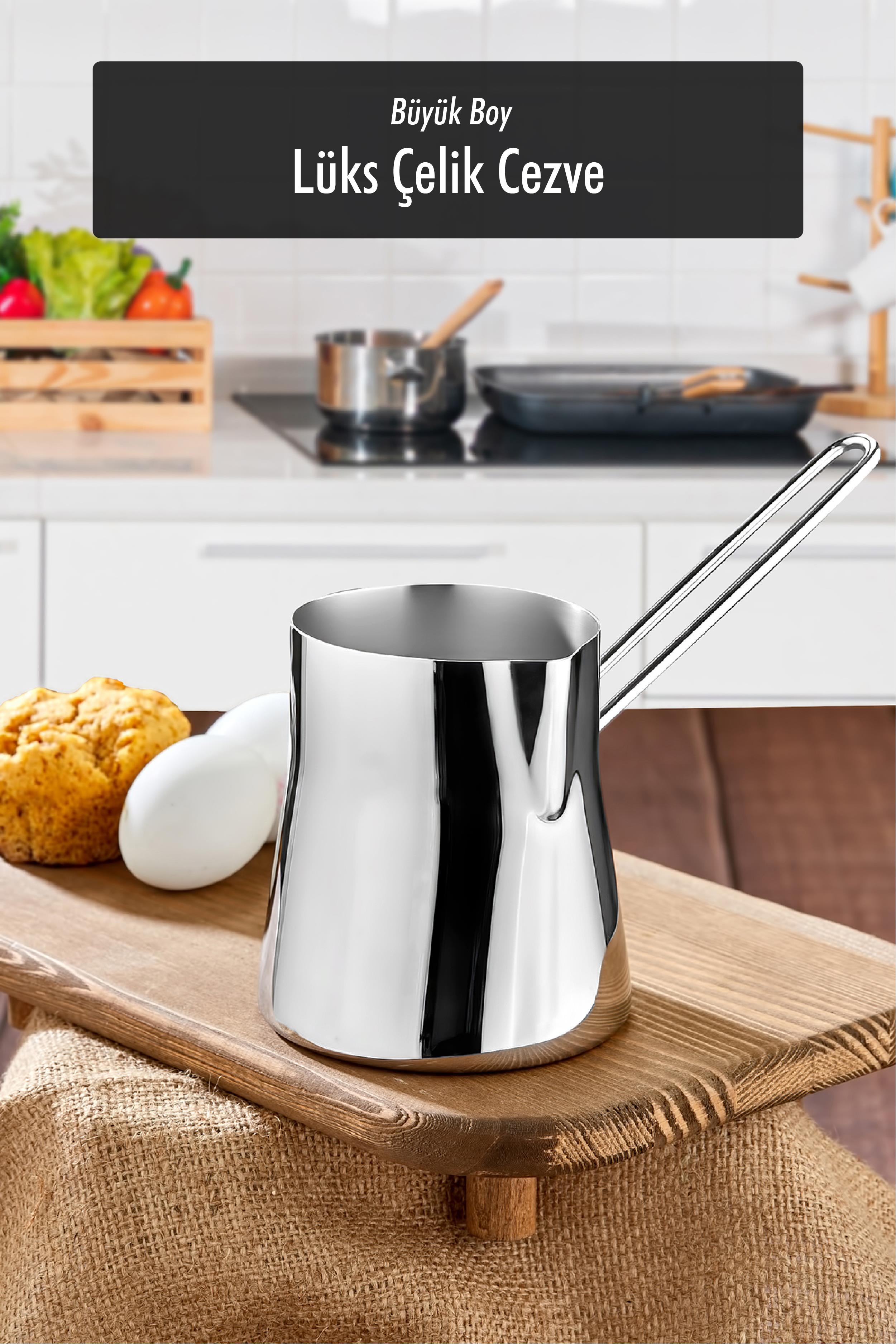 Stainless Steel 750 ml Large Size Cezve ( 9 Cup Size )