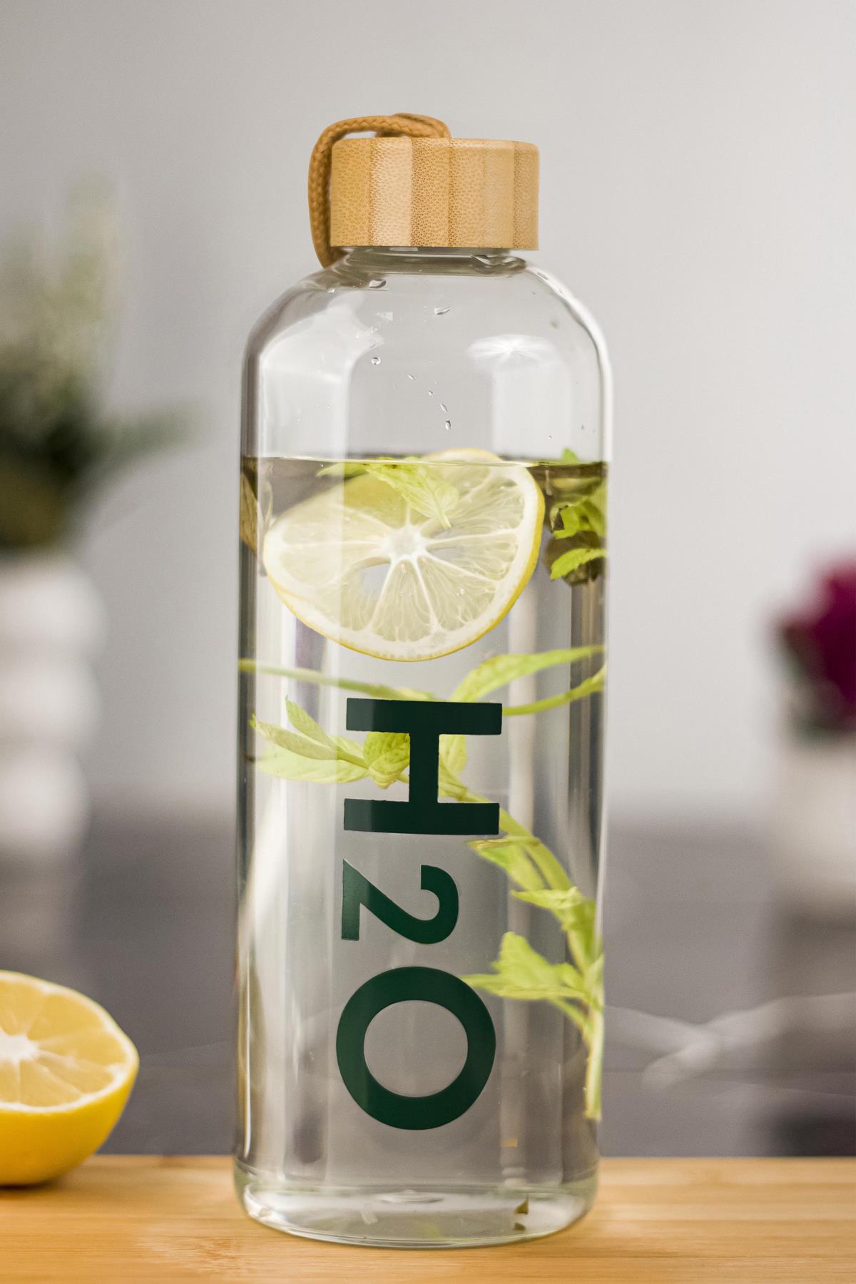 H2o Borosilicate Glass Matara Vacuum Cover Water Bottle With Spout Cover 1000 Ml