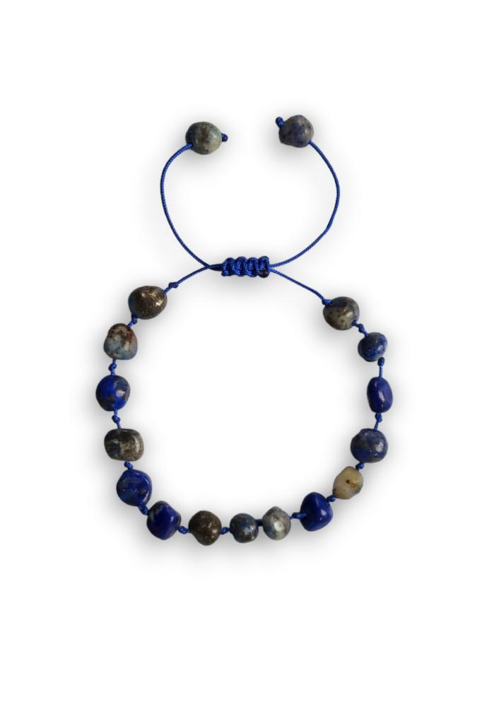 Doğal Lapis Lazuli Bileklik Makrome Ayarlı 417-5