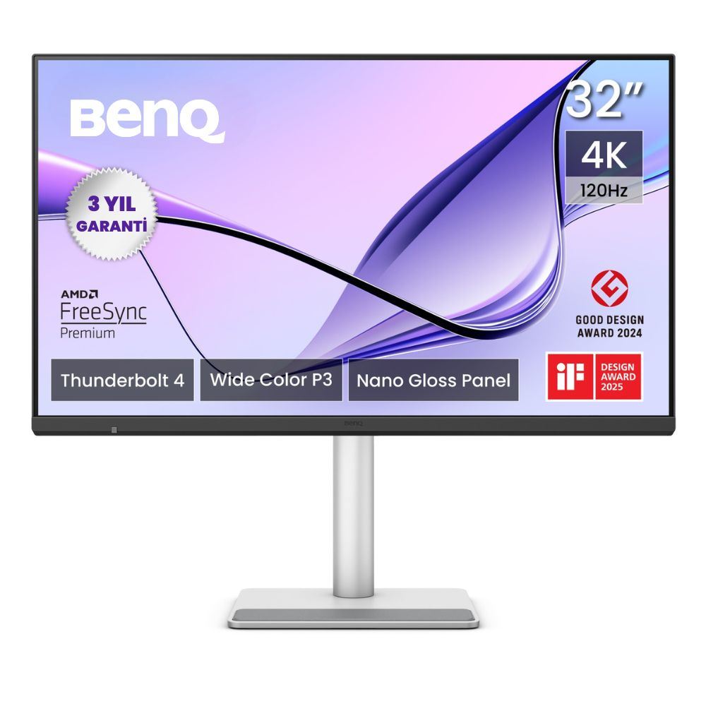 BENQ 31.5''IPS 4K 120Hz Thunderbolt 4 Mac Uyumlu HDR 400 Nano Gloss Monitör