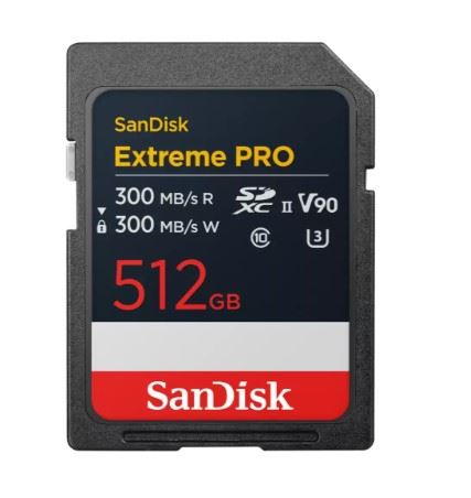 SANDISK 512GB Extreme Pro SDXC UHS-II V90 300MB/s SD Card