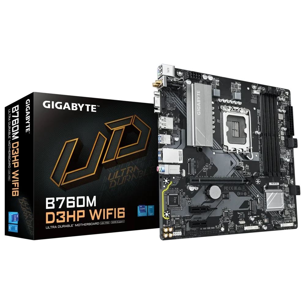 GIGABYTE B760M-D3HP-WIFI6 5600MHz OC DDR5 LGA1700 M.2 HDMI DP MicroATX Anakart