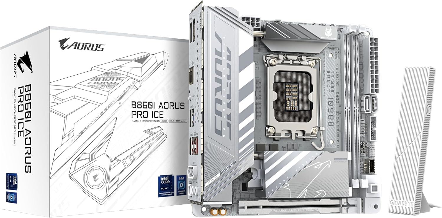 GIGABYTE B860I-AOR-PRO-ICE 9200MHz OC DDR5 LGA1851 M.2 HDMI DP Mini-ITX Anakart