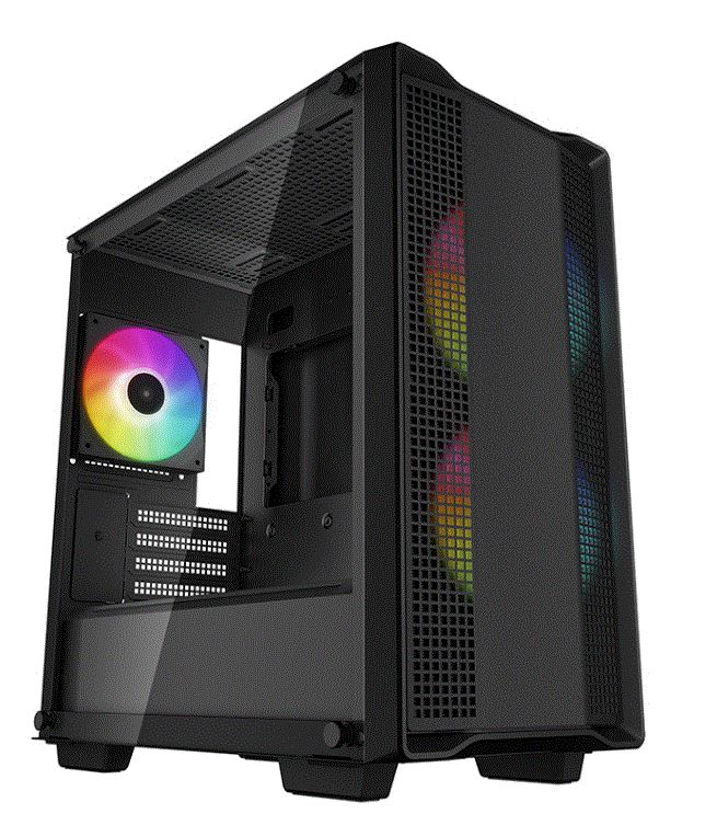 DEEPCOOL Micro ATX 120mm ARGB 3 Fanlı Temperli Cam Yan Panelli Siyah PC Kasa