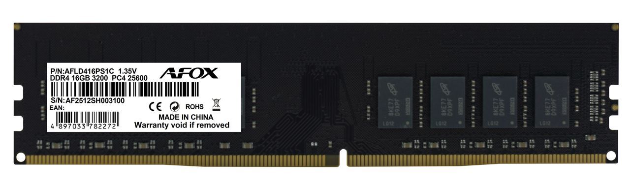 AFOX DDR4 16GB 3200MHZ CL16 DIMM Single Channel 1.35V PC Bellek