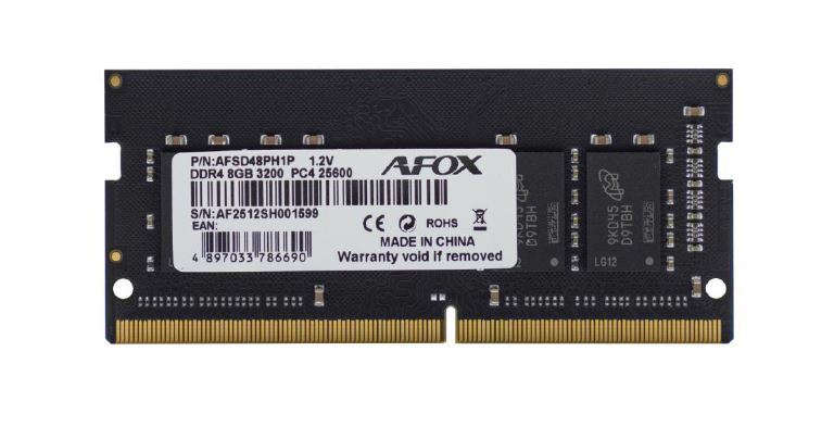 AFOX DDR4 8GB 3200Mhz SODIMM CL22 1.2V Notebook Bellek