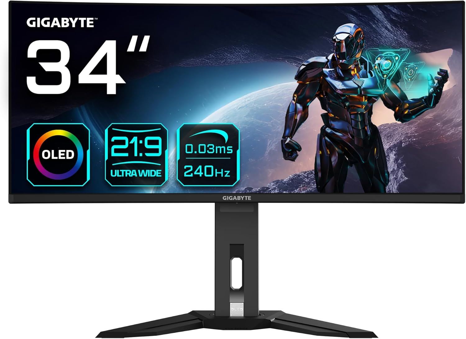 GIGABYTE MO34WQC2 34" 3440×1440 240Hz QD-OLED 0.03ms Curved Gaming Monitör