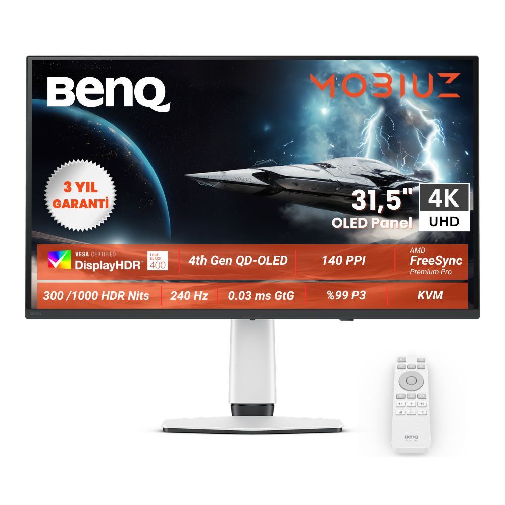 BENQ Mobiuz 31.5" OLED 4K 240Hz 0.03ms HDMI USB HDR 500 Oyun Monitör